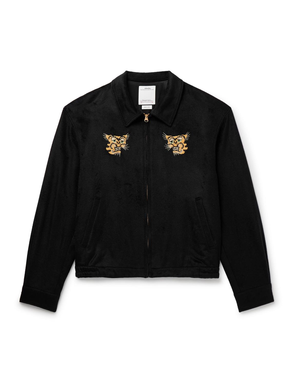 Visvim Norad Embroidered Brushed-Silk Blouson Jacket in Black for
