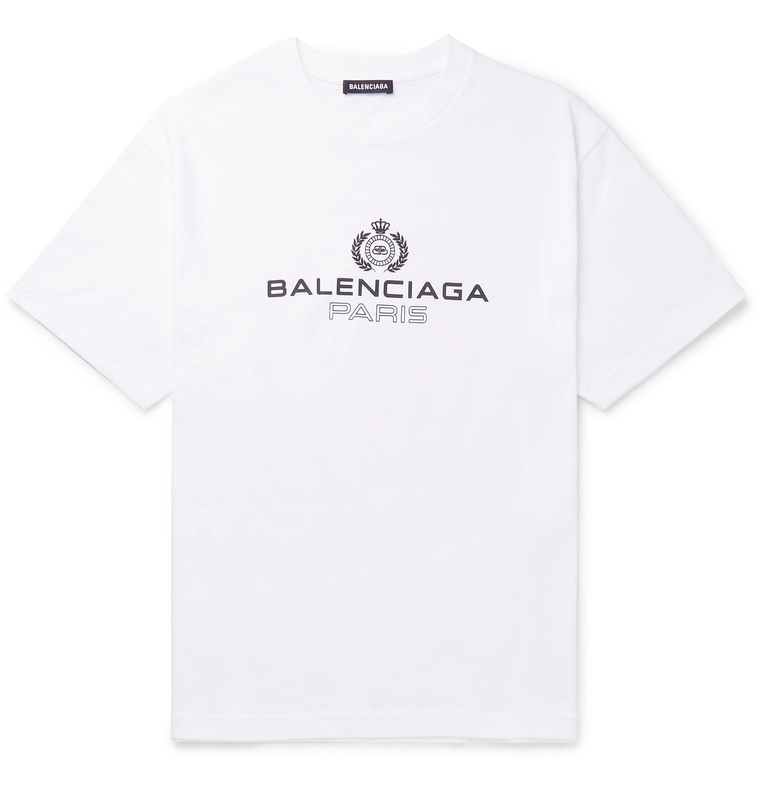 Balenciaga Logo-print Cotton-jersey T-shirt in White for Men - Lyst