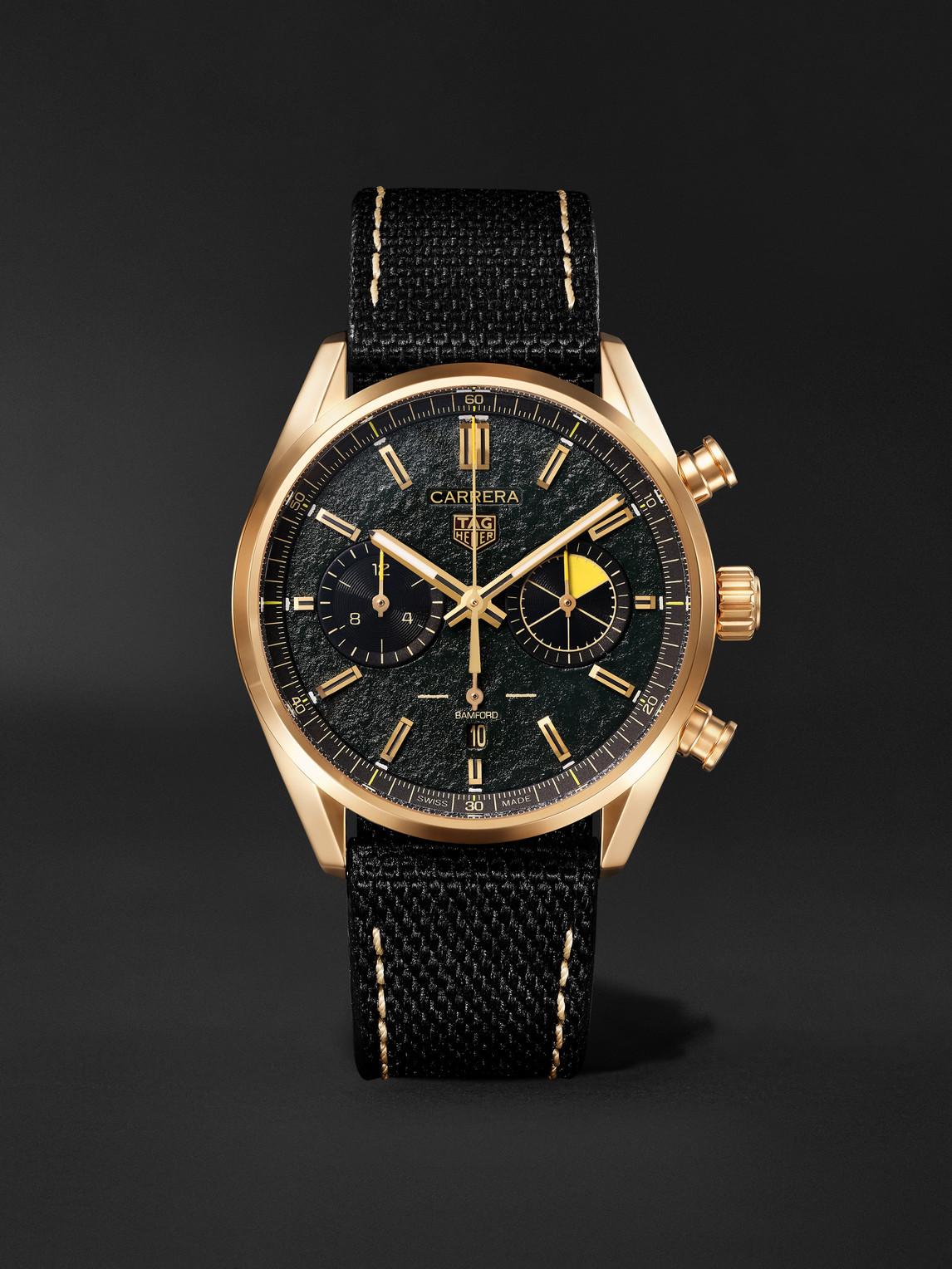 BAMFORD LONDON Tag Heuer Carrera Limited Edition Automatic 42mm 18 karat Gold And Canvas Watch in Black for Men Lyst UK