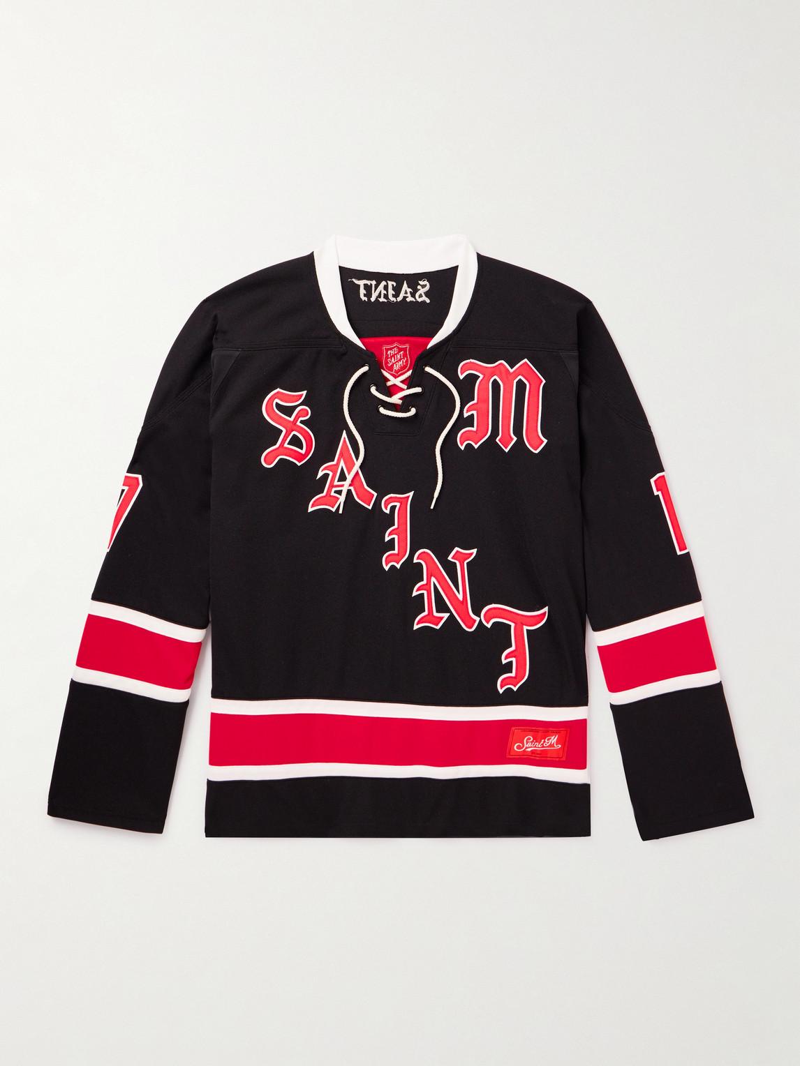SAINT Mxxxxxx Saint Supernatural 28 Logo-appliquéd Striped