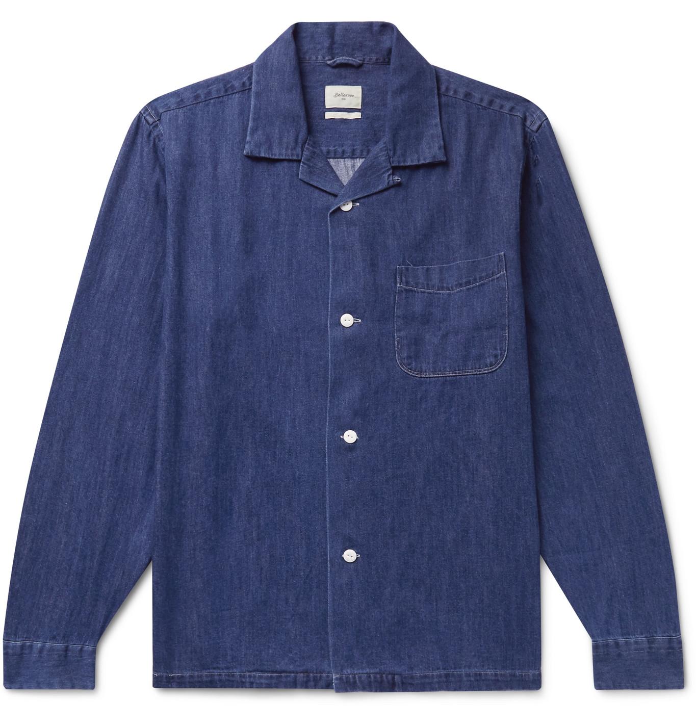 Bellerose Camp-collar Denim Shirt Jacket in Blue for Men - Lyst