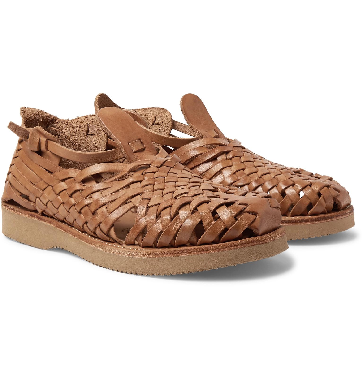 Yuketen Cruz Woven Leather Huarache Sandals in Brown for Men - Lyst