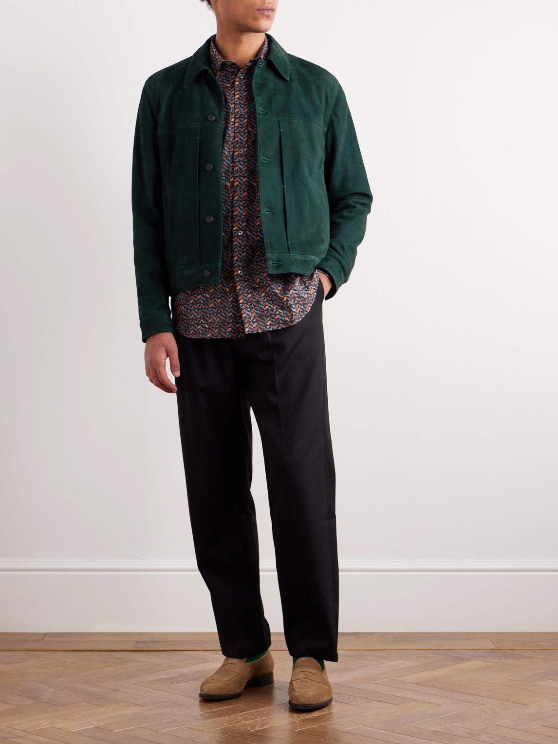 Jacket Outfits Green Suede Bomber Jacket Mens Farfetch Paul Smith