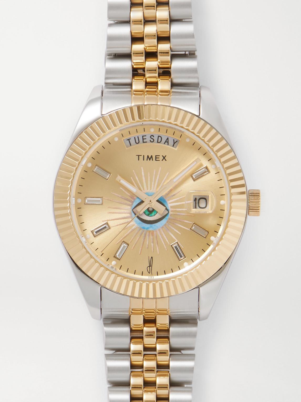 Timex Jacquie Aiche Legacy Day Date 36mm Stainless Steel Watch