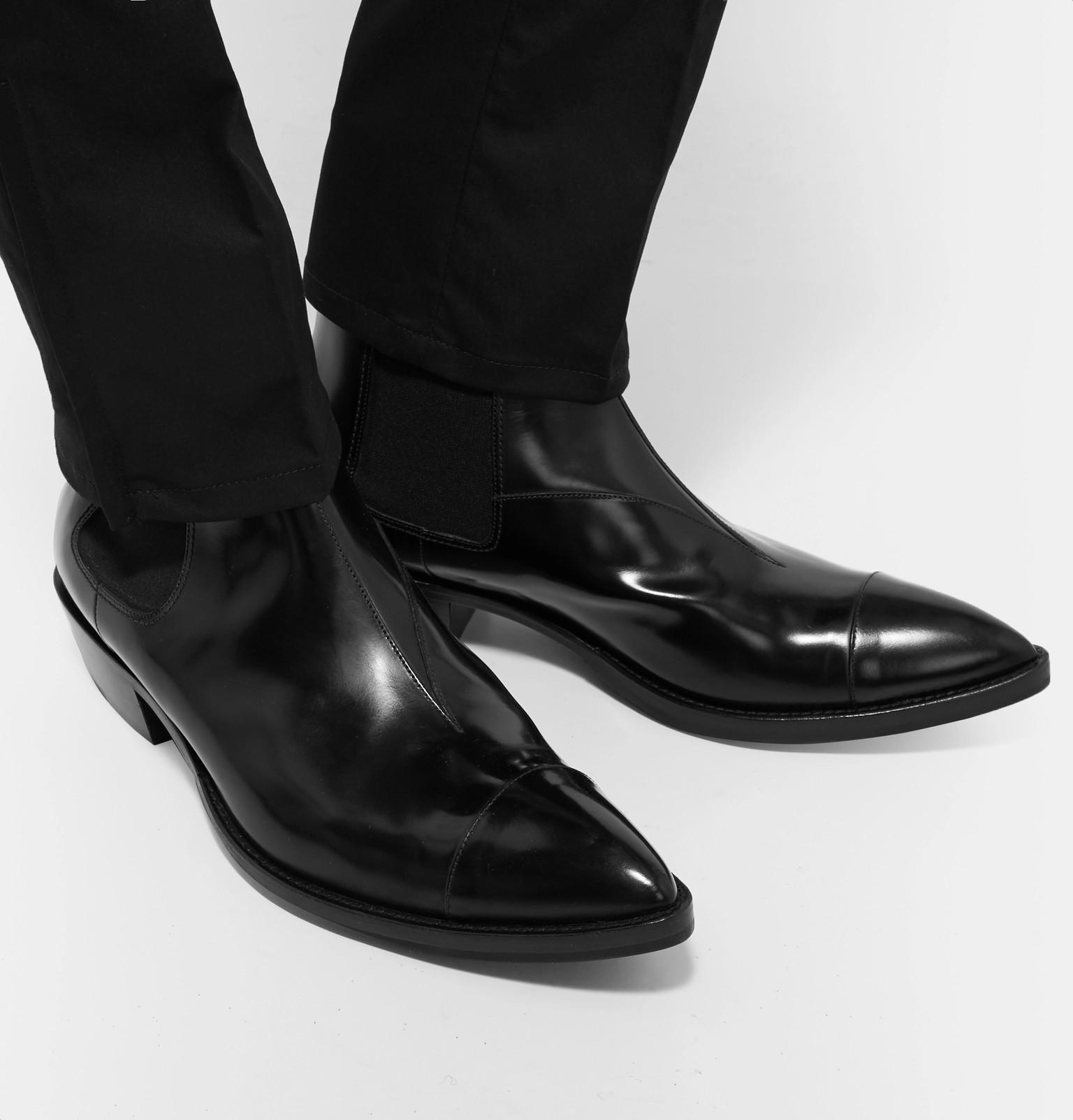 Berluti Heith Austin Glossed-leather Chelsea Boots in Black for Men - Lyst