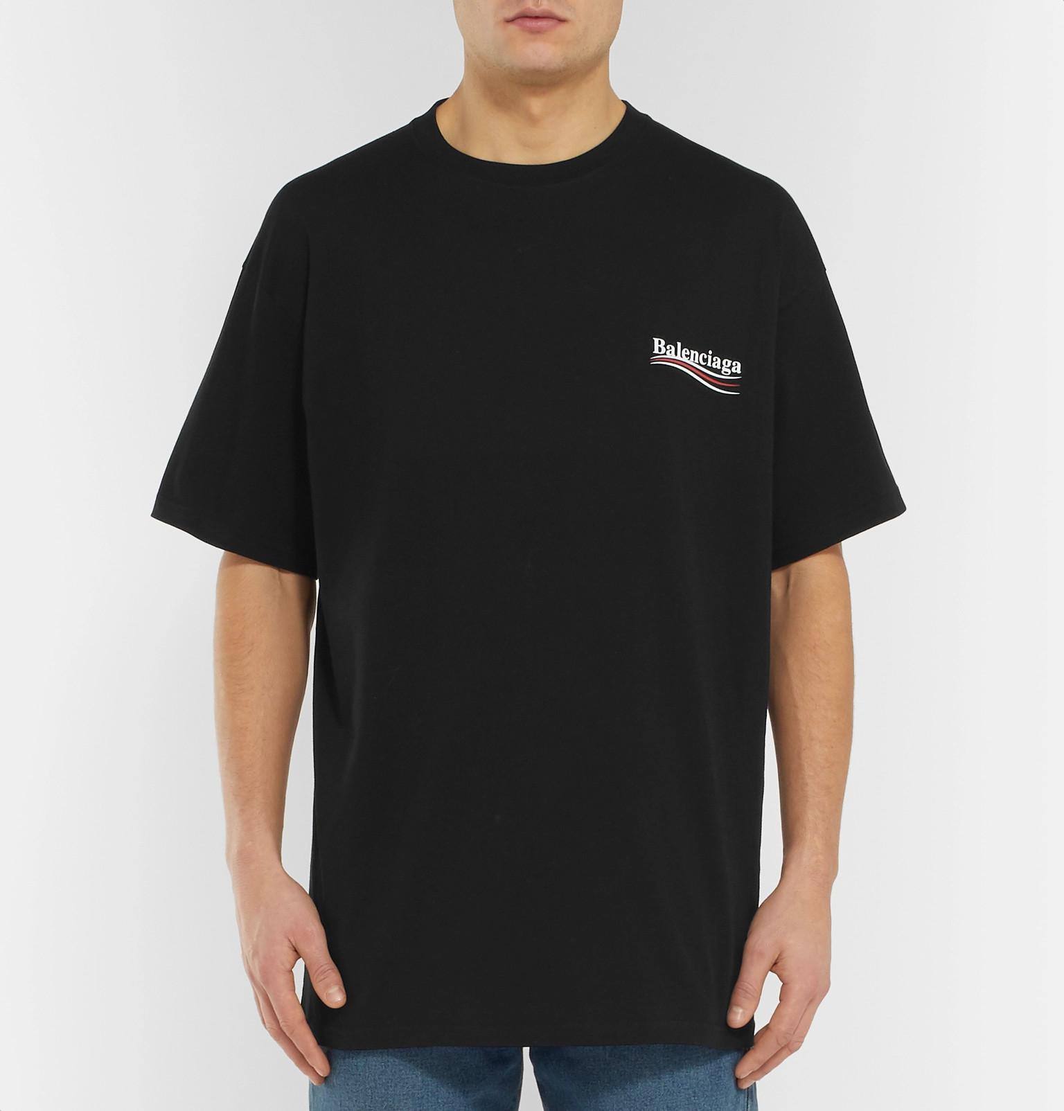 Balenciaga Oversized Logo-print Cotton-jersey T-shirt in Black for Men ...
