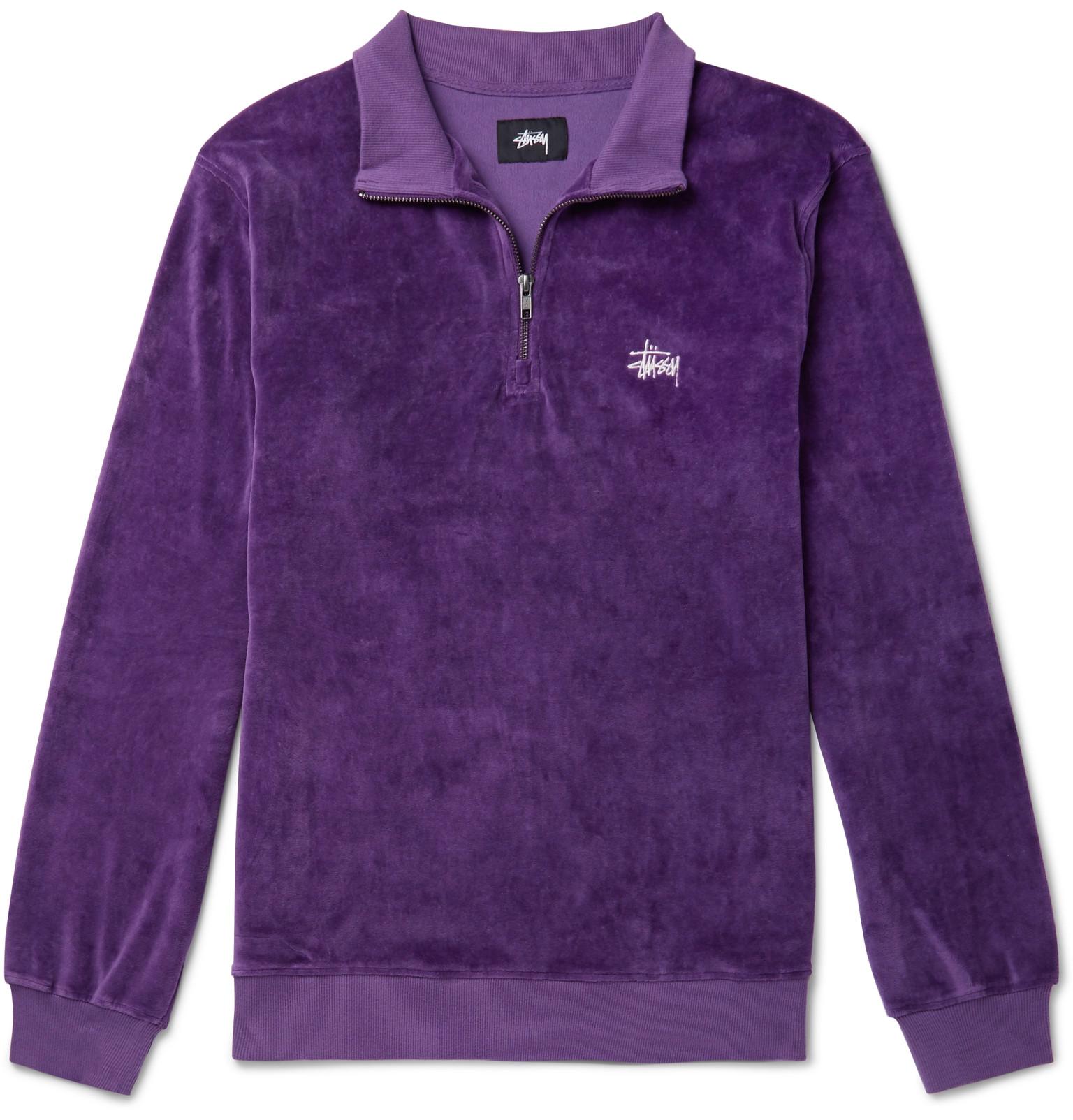 Stussy Velour Half-zip Sweatshirt in Purple for Men Lyst UK