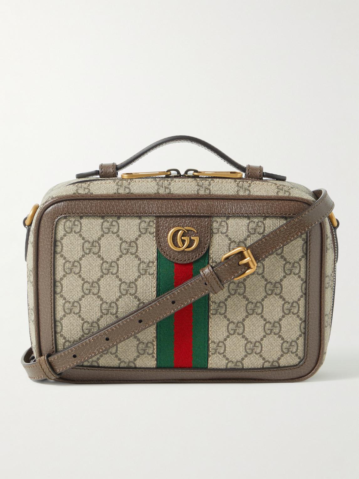 Gucci Ophidia Small Leather-trimmed Monogrammed Coated-canvas Shoulder ...