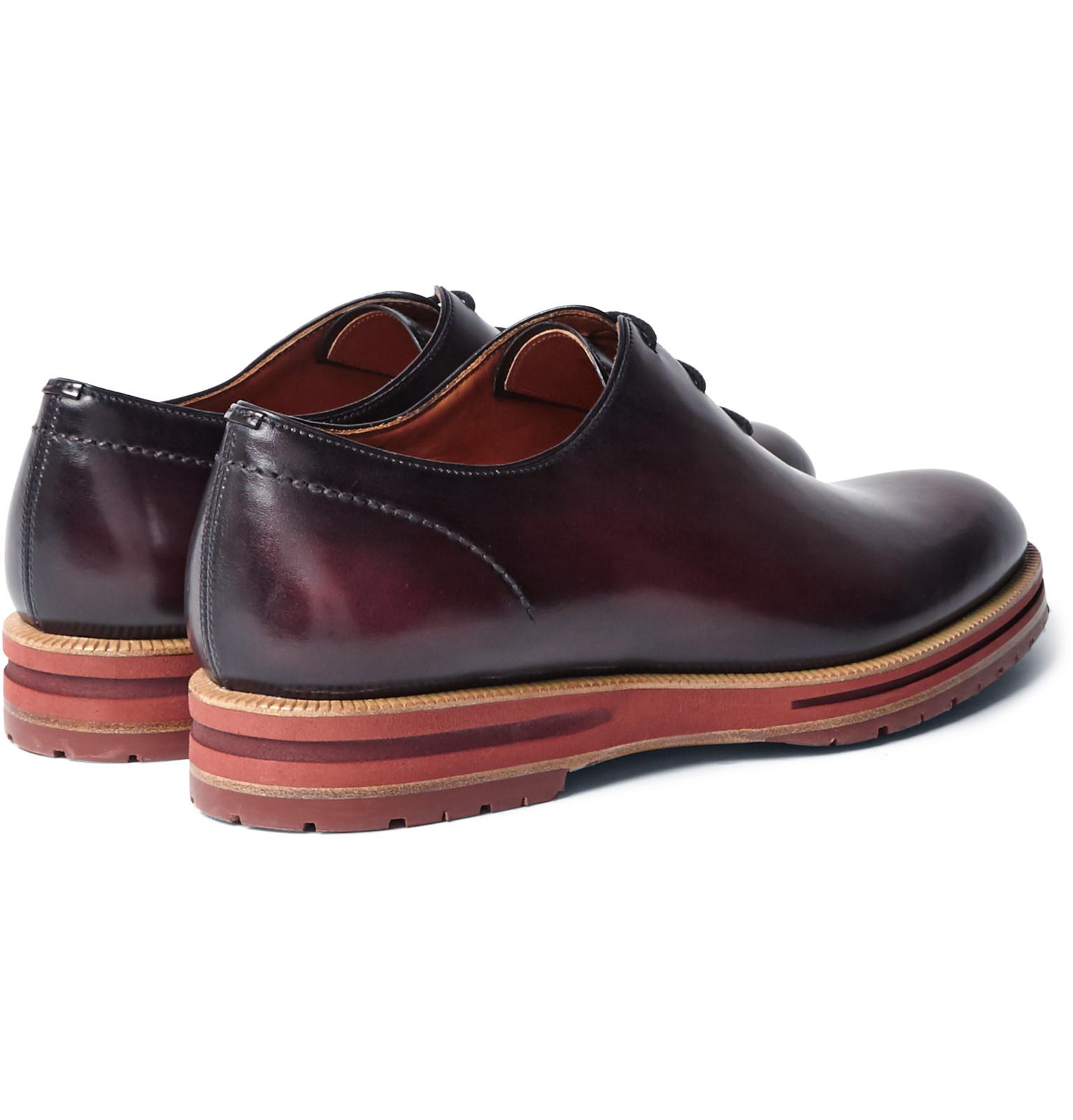 Berluti Alessio Leather Oxford Shoes in Burgundy (Brown