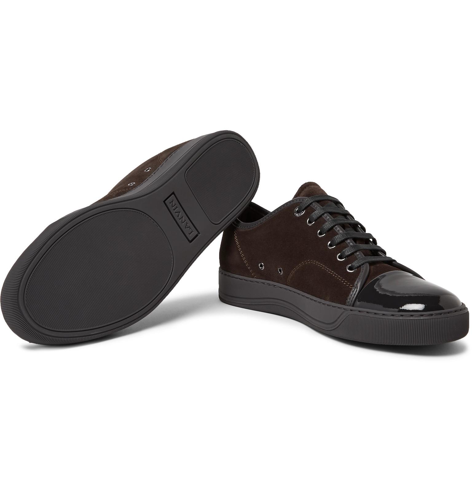 Remission nøjagtigt Privilegium Lanvin Cap-toe Suede And Patent-leather Sneakers in Brown for Men | Lyst