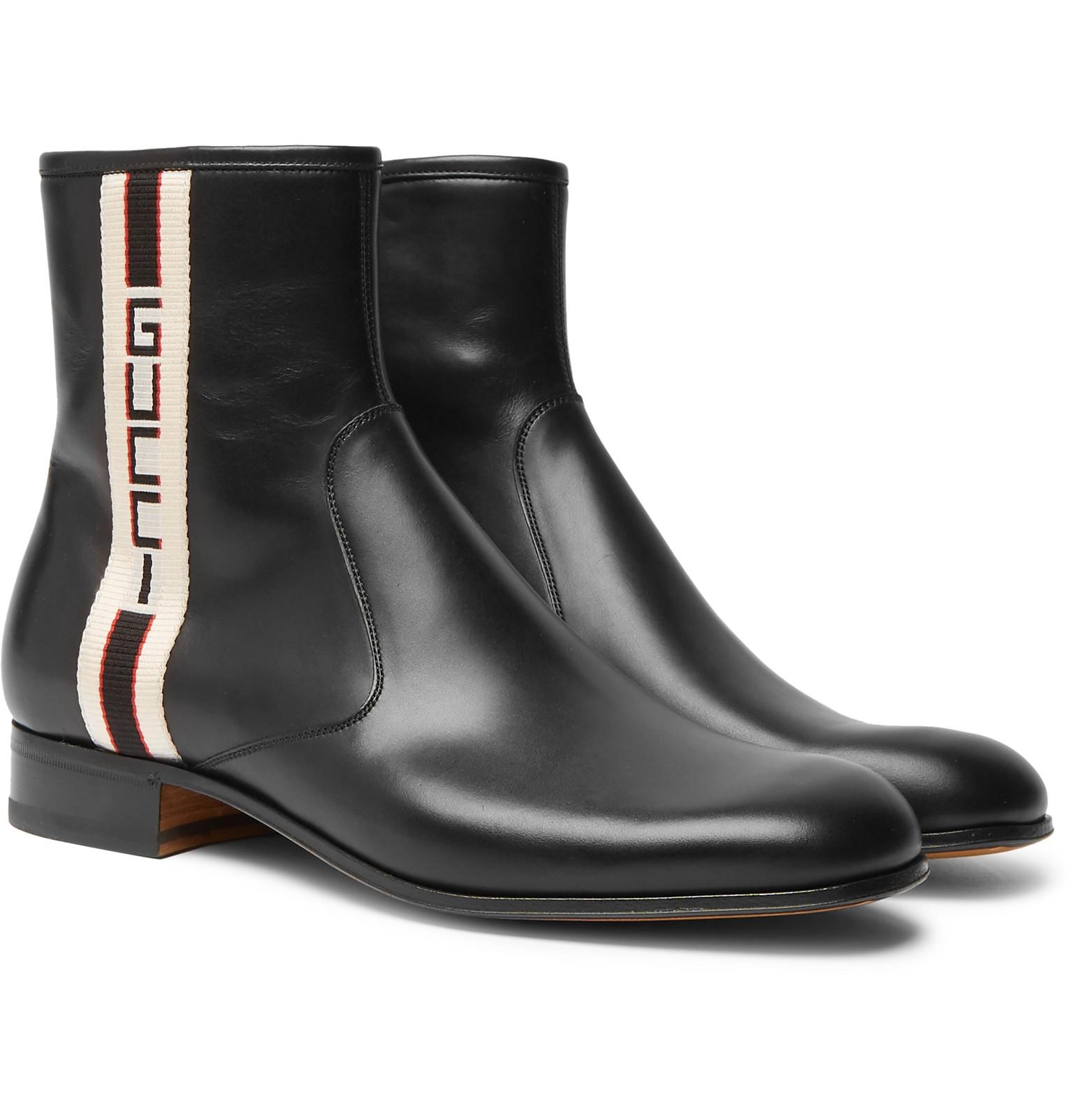 gucci stripe leather boot