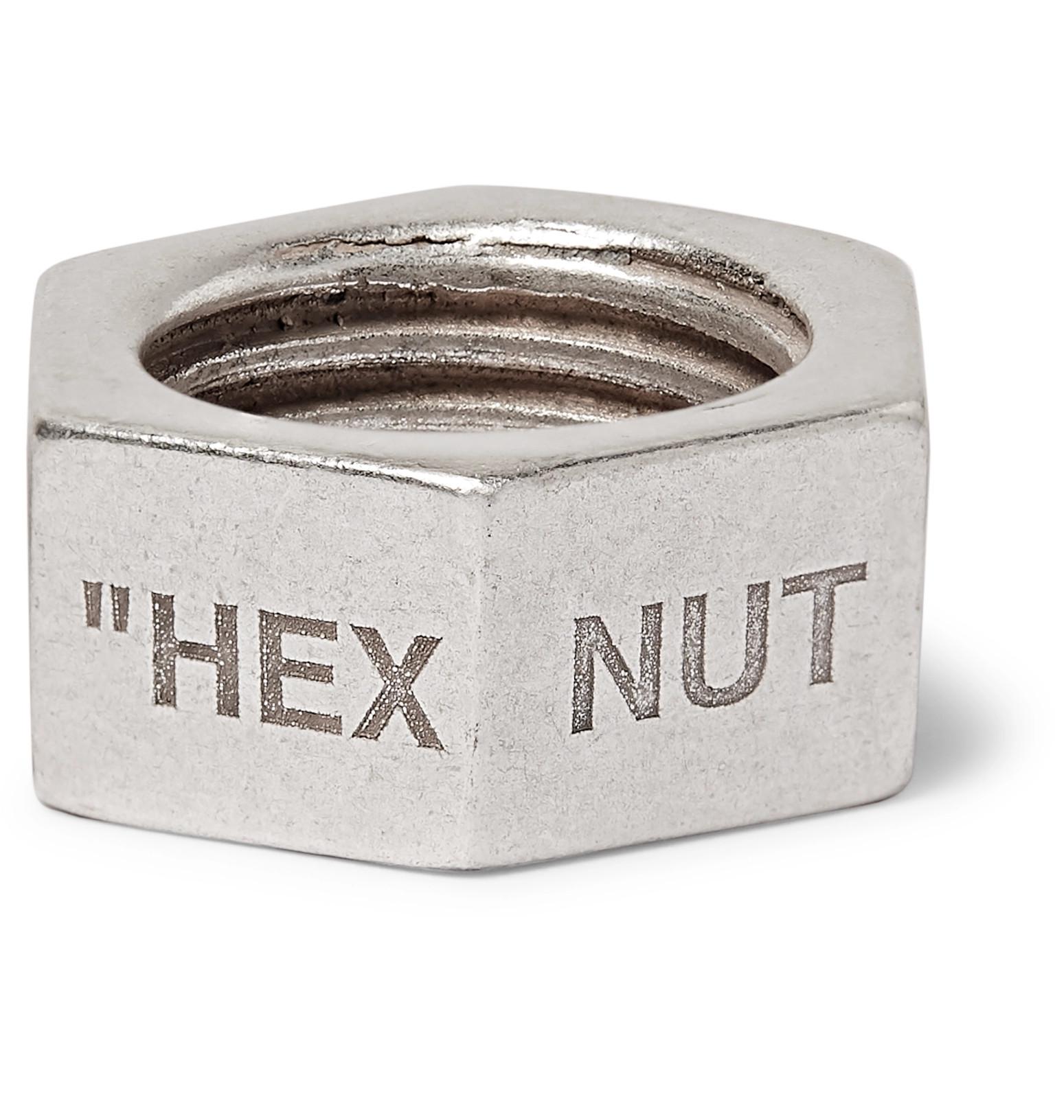 Off-White c/o Virgil Abloh Silver Hex Nut Ring in Metallic for Men 