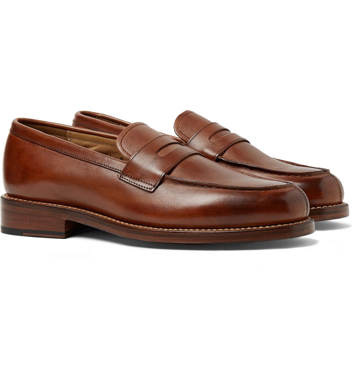 Grenson Peter Hand-painted Leather Penny Loafers in Brown for Men - Lyst
