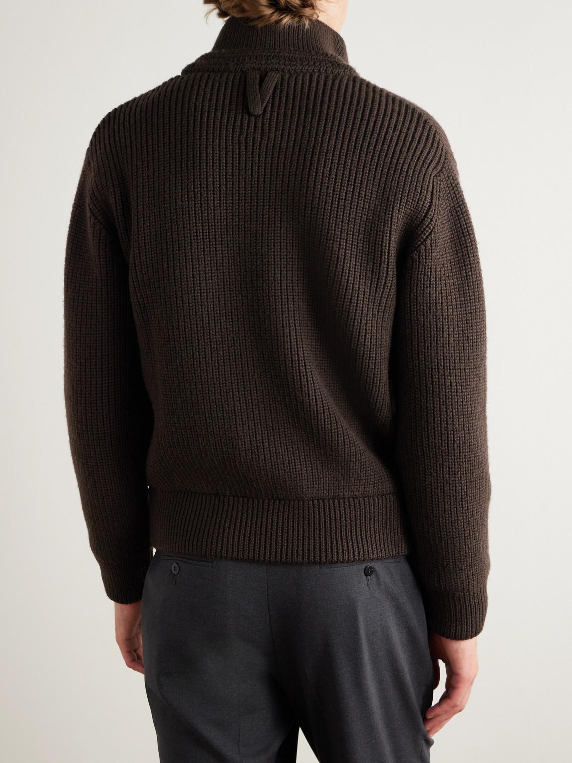 Valstar Camionaire Ribbed Wool Zip-Up Sweater in Black for Men - Main Image