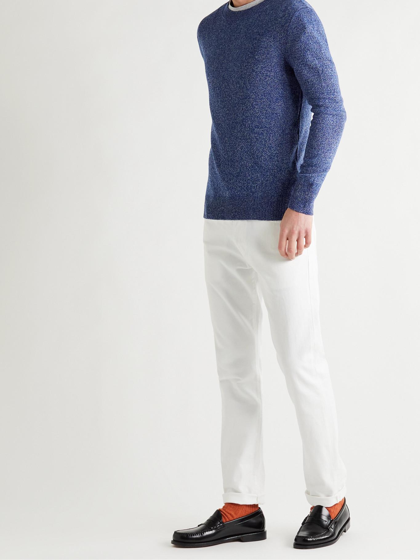A.P.C. Ivan Slim-fit Mouliné Wool And Cotton-blend Sweater in Blue for Men  - Lyst