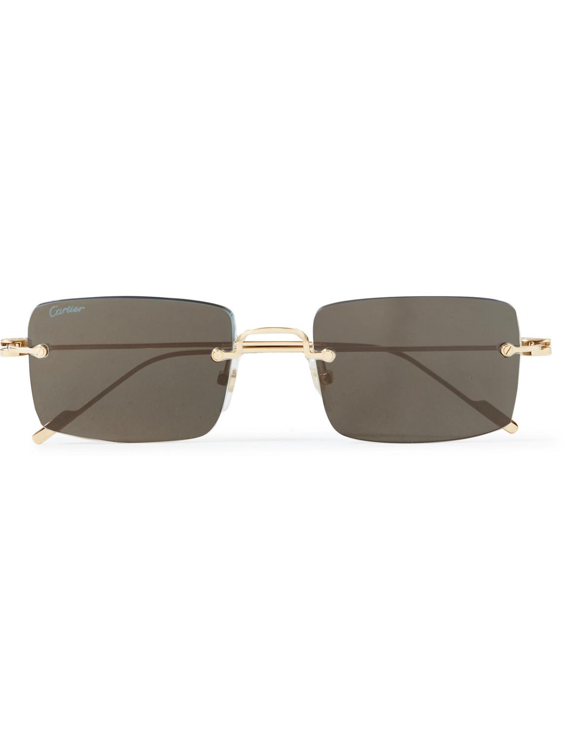 Cartier Double C Frameless Gold-tone Sunglasses in Gray for Men | Lyst