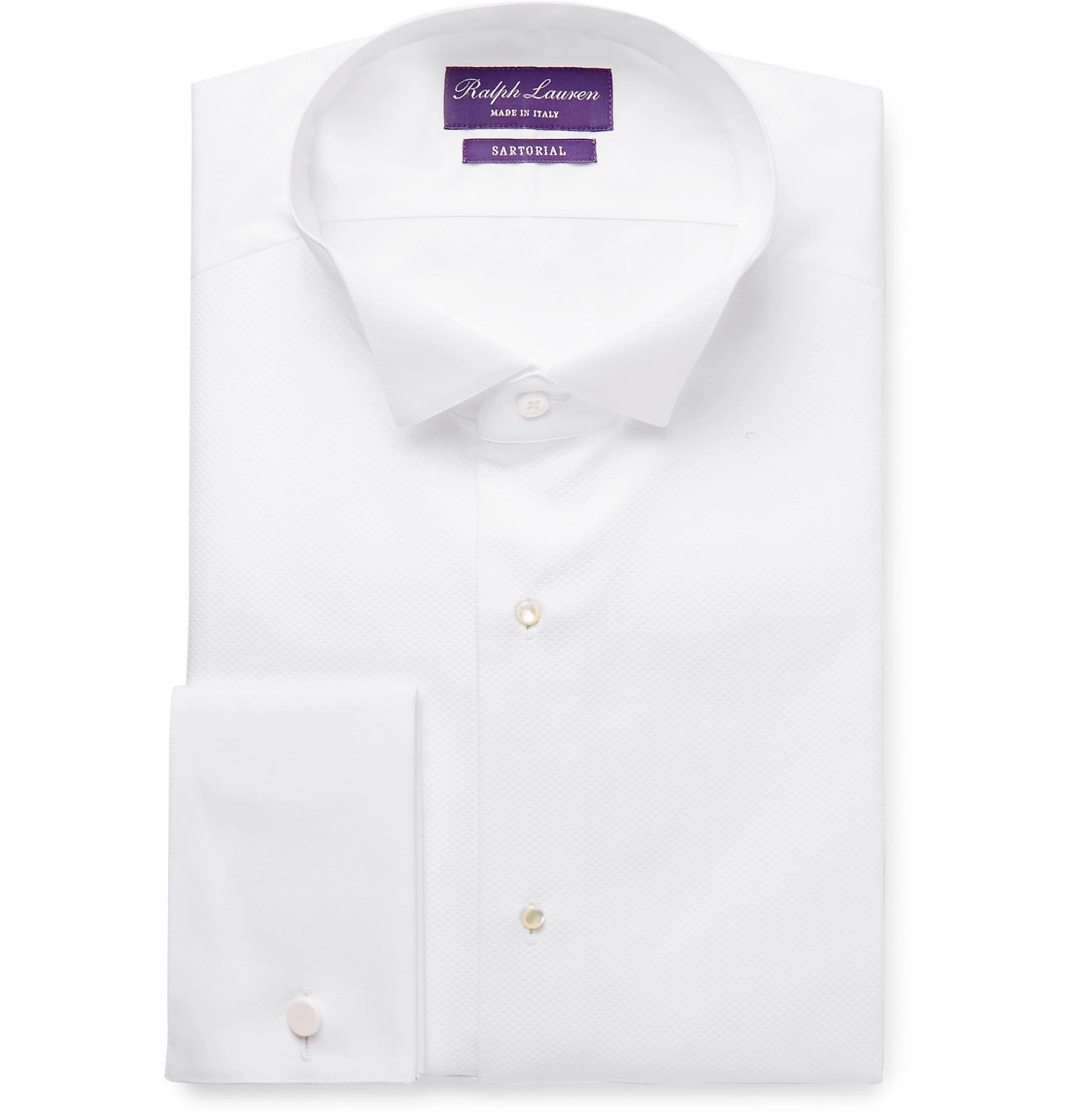 Double-cuff Cotton Tuxedo Shirt for Men 