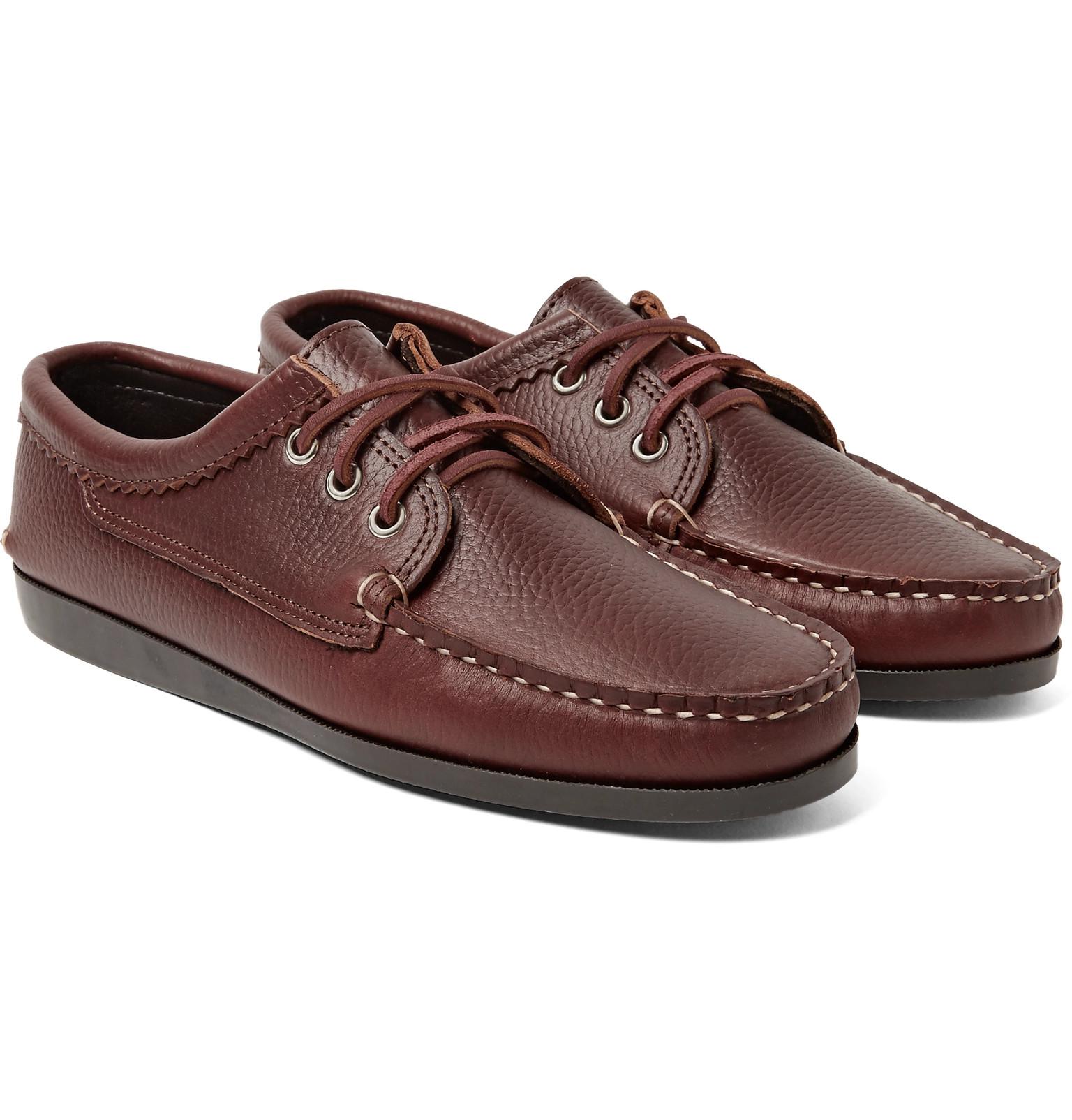 lyst - quoddy blucher full-grain leather boat shoes in