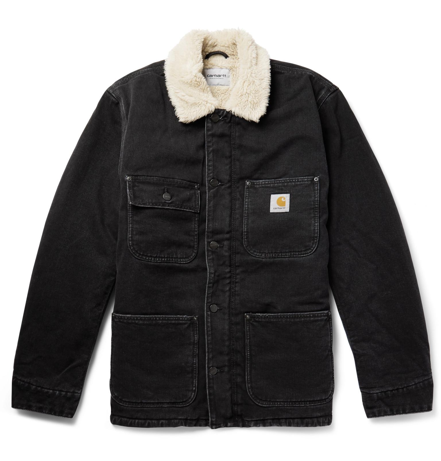Carhartt WIP Faux Shearlinglined Denim Jacket in Black for Men Lyst