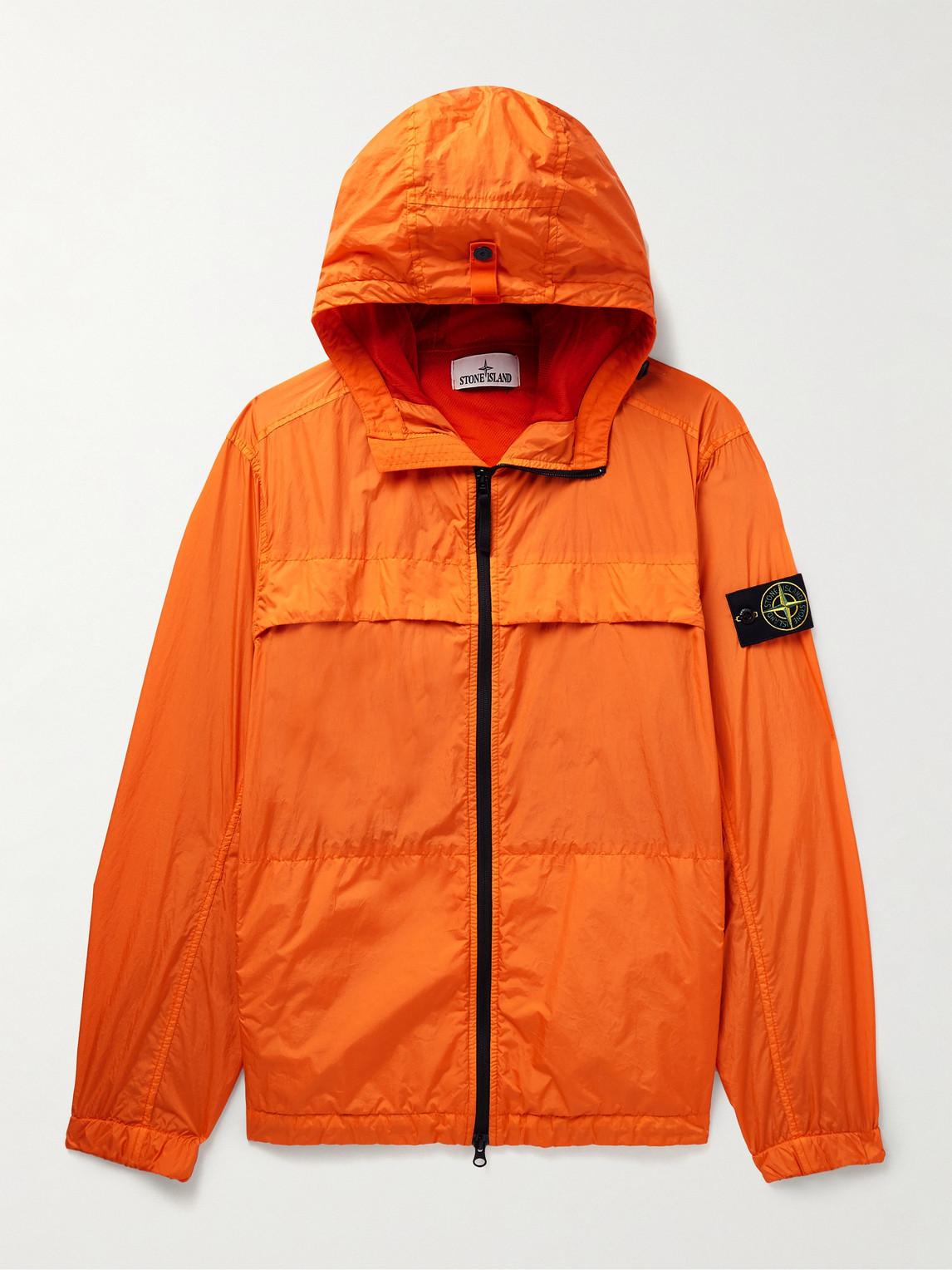 Stone Island Logo-Appliquéd Crinkle Reps Nylon Hooded Jacket in