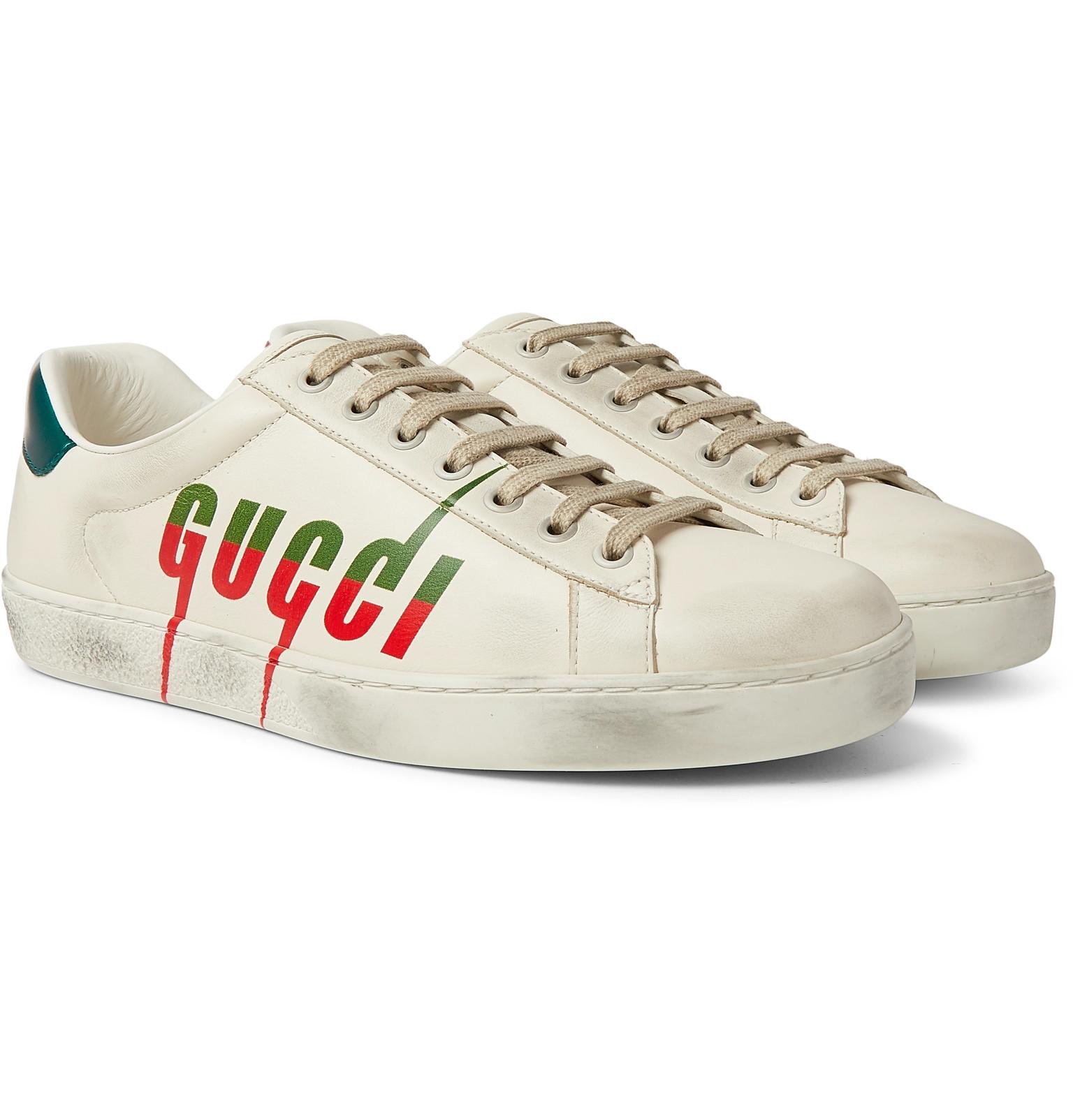 men's gucci white leather sneakers