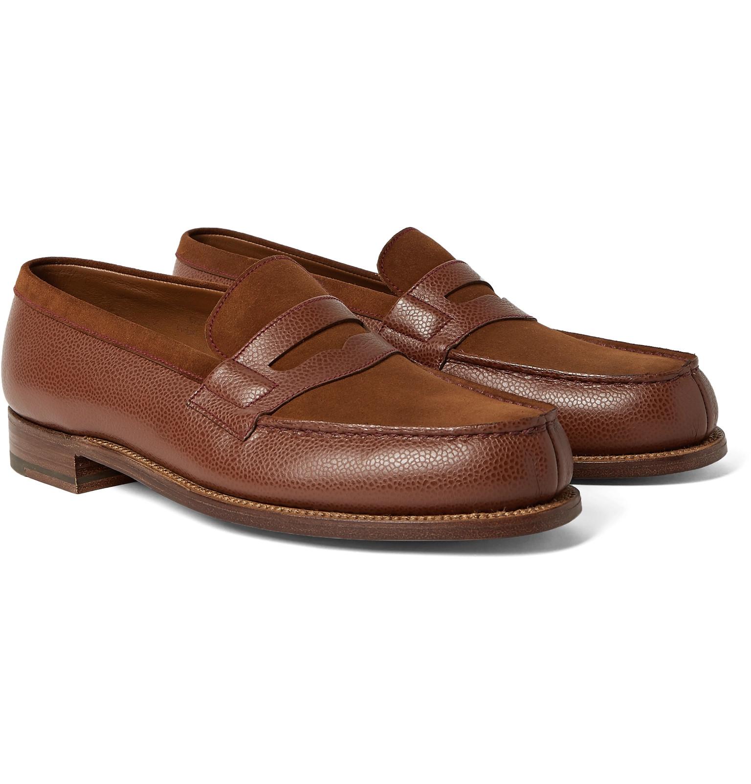 J.M. Weston 180 The Moccasin Full-grain Leather And Suede Penny Loafers ...