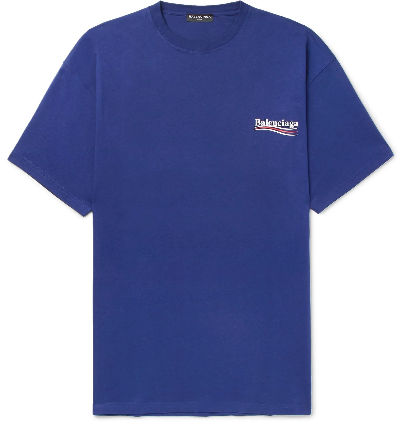 Balenciaga Cotton Logo Printed T-shirt in Blue for Men - Save 10% - Lyst