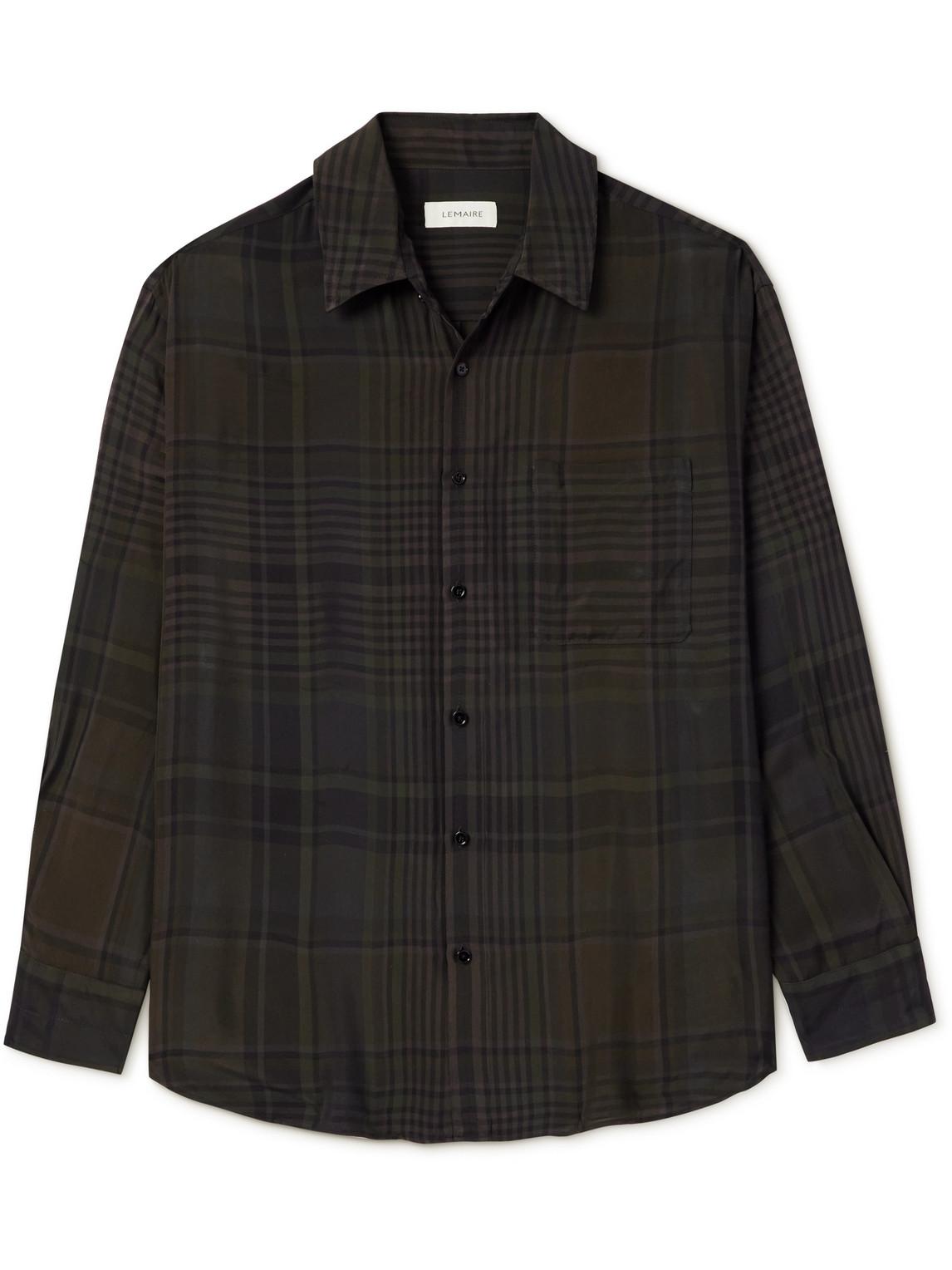 Lemaire Checked Twill Shirt in Black for Men | Lyst