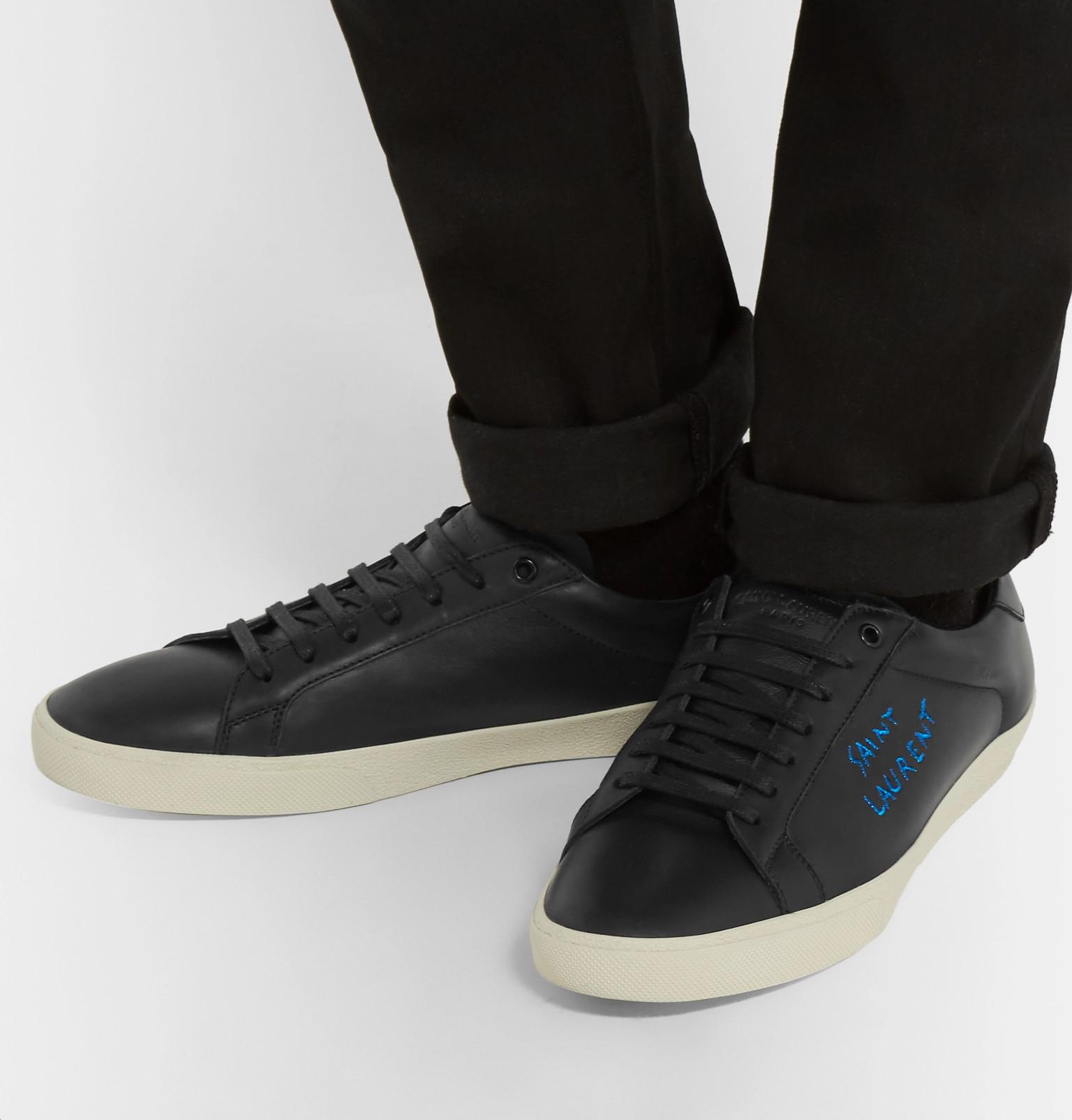 Saint Laurent Sl/06 Court Classic Logo-embroidered Leather Sneakers in Black  for Men | Lyst