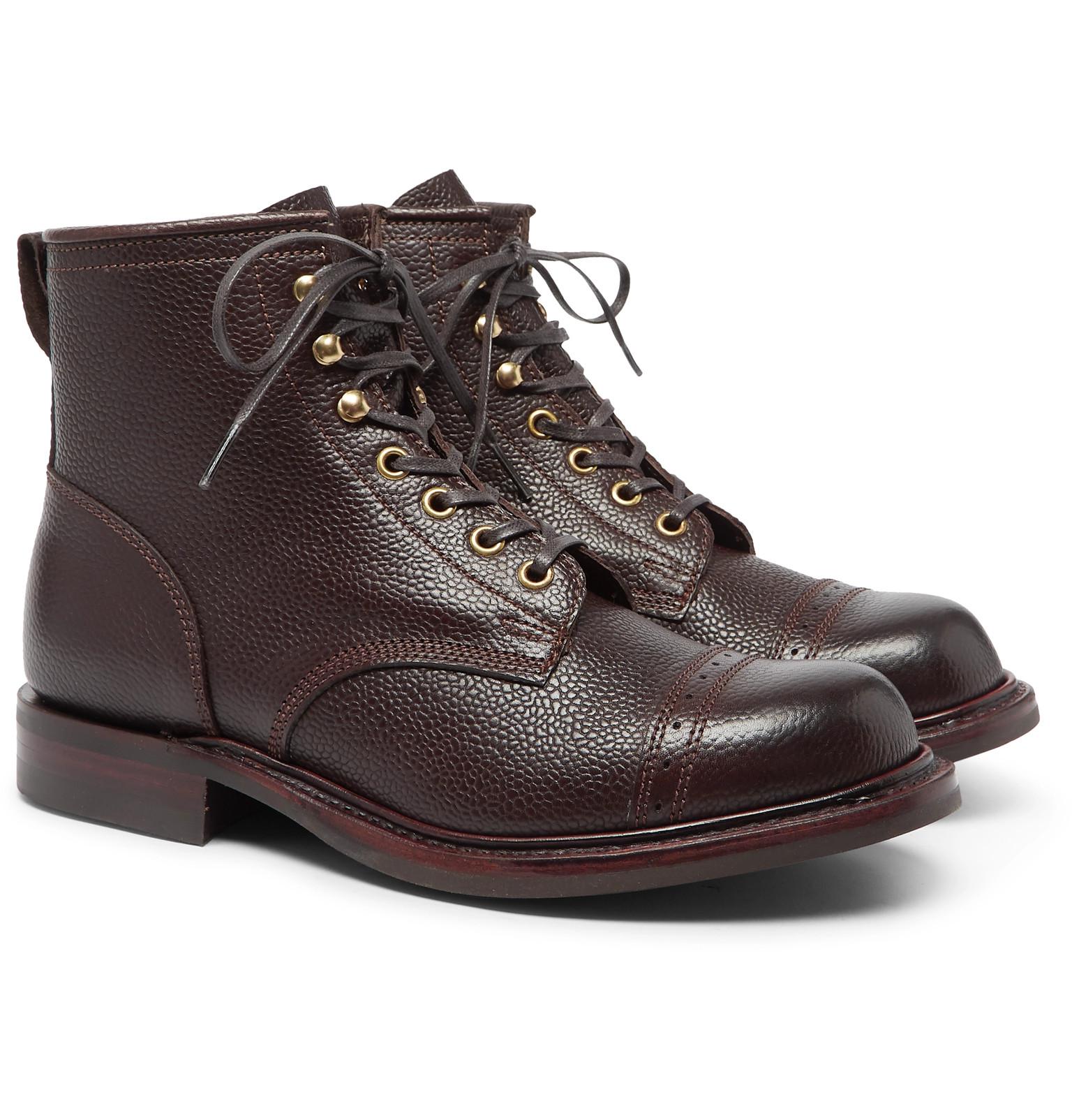 RRL Bowery Pebble-grain Leather Boots in Brown for Men | Lyst