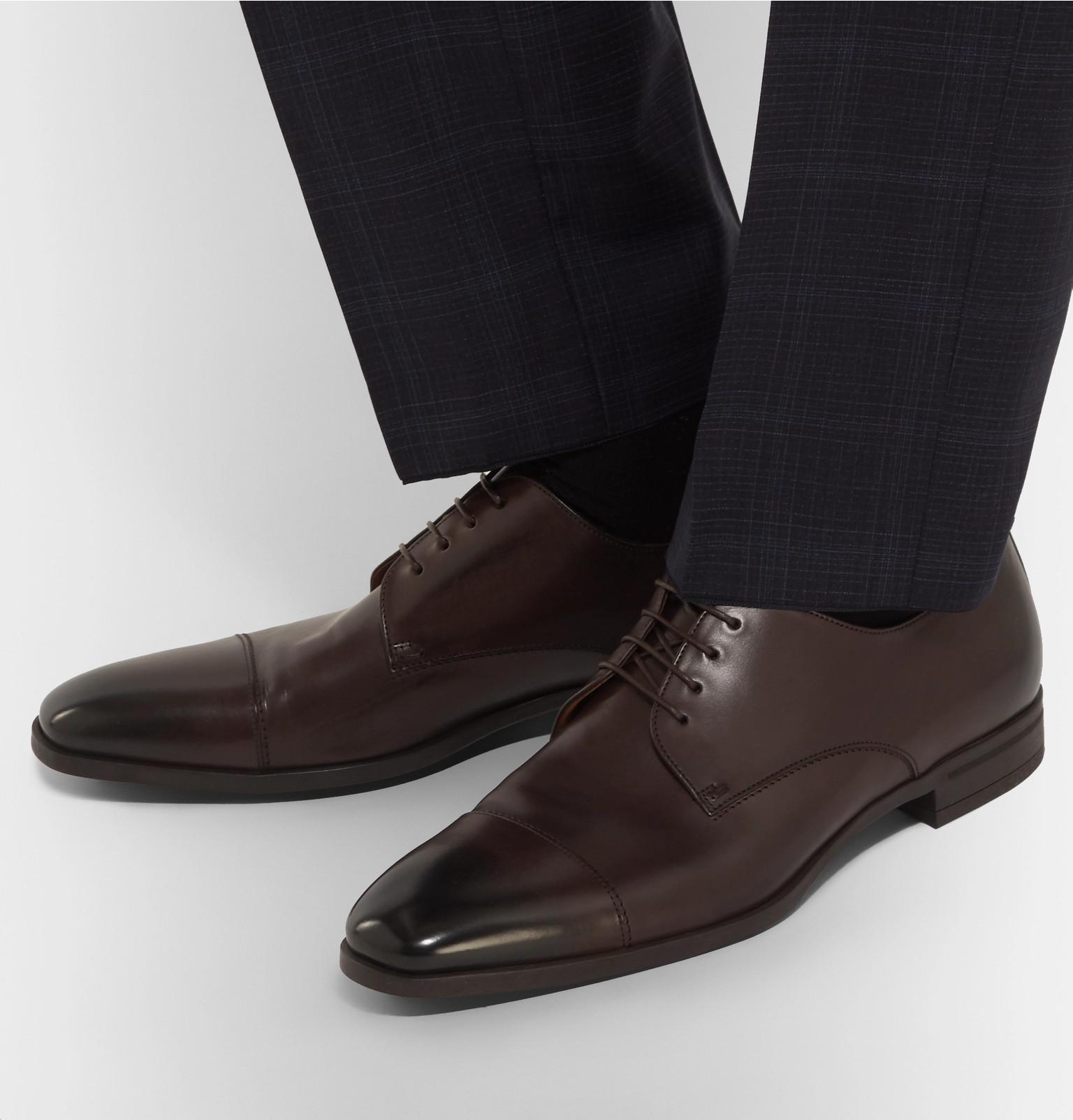 BOSS Kensington Leather Derby Shoes in Brown for Men | Lyst