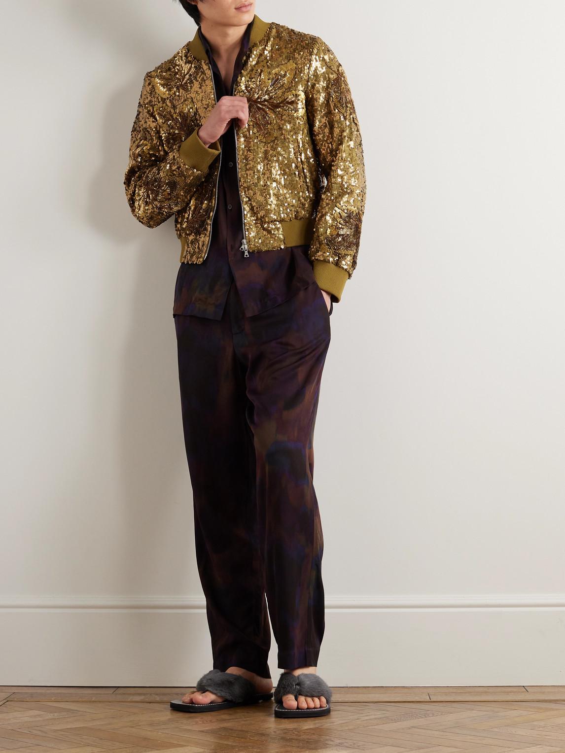 Dries Van Noten Embellished Sequinned Cotton Bomber Jacket