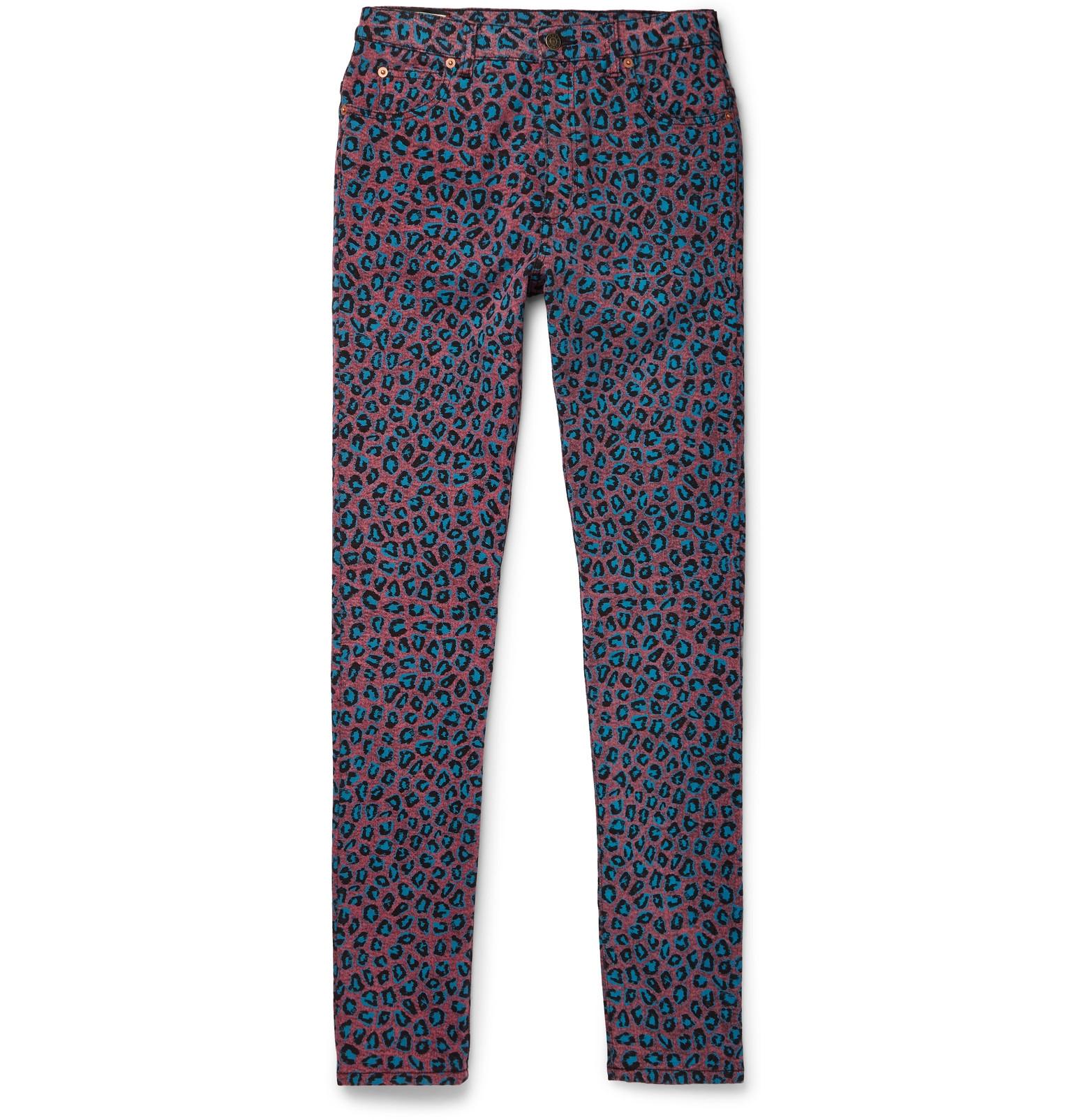 leopard print stretch jeans