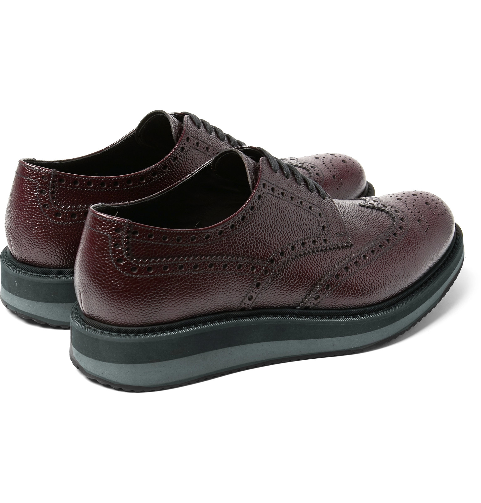 Prada Pebble-grain Leather Wingtip Brogues in Blue for Men ...