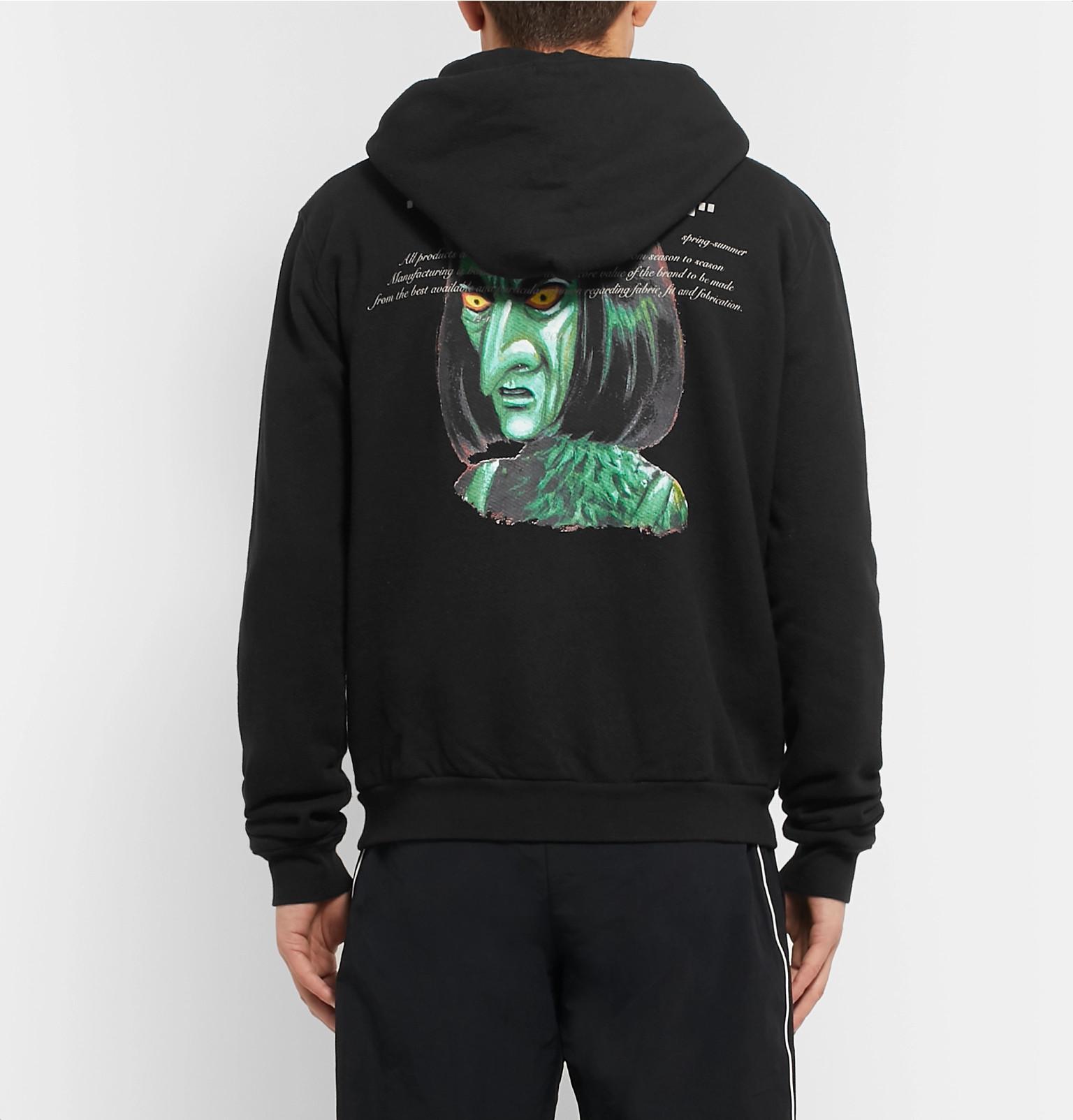 Off-White c/o Virgil Abloh Printed Fleece-back Cotton-jersey Zip-up Hoodie in Black for Men - Lyst