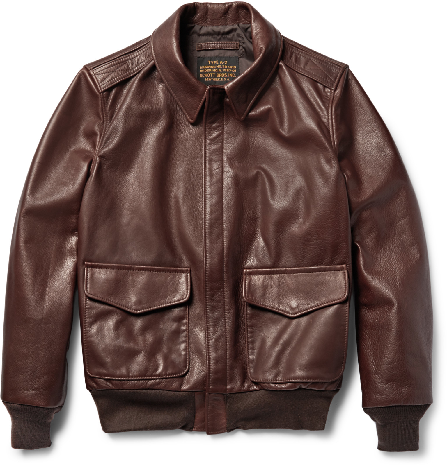 Schott Nyc A 2 Full grain Leather Bomber Jacket in Chocolate (Brown Schott Nyc A 2 Full grain Leather Bomber Jacket in Chocolate (Brown