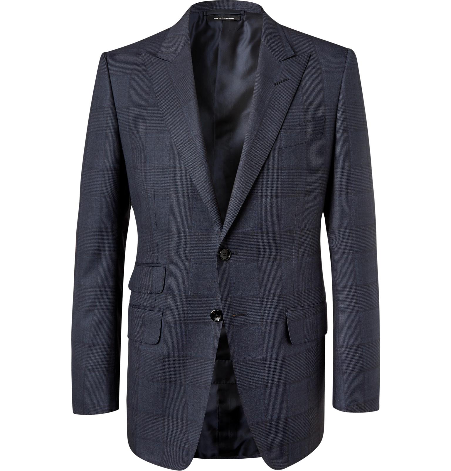 Tom Ford Navy O'connor Slim-fit Prince Of Wales Checked Wool Suit ...