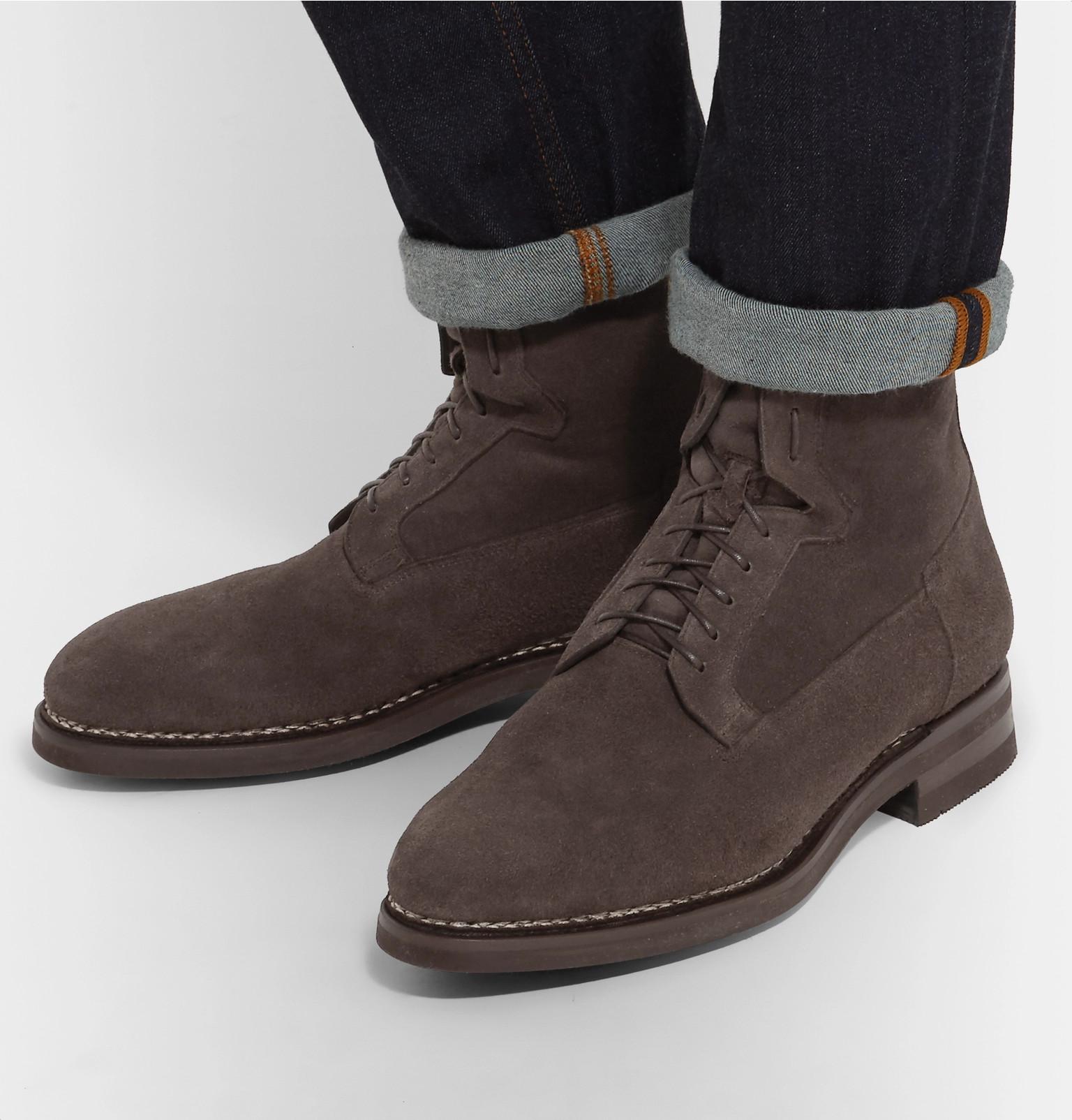 flat brown suede boots