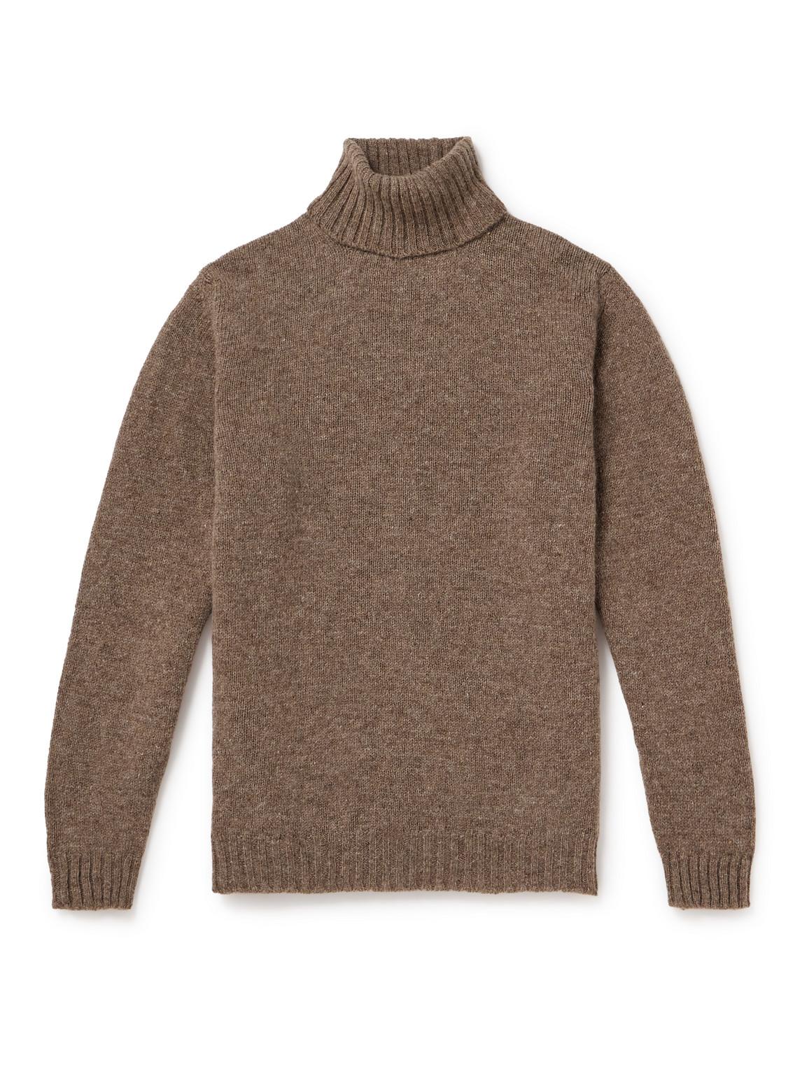 Kingsman Shetland Wool Rollneck Sweater in Brown for Men | Lyst