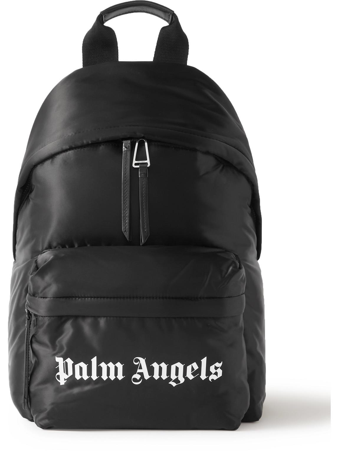 Palm Angels Logo-print Leather-trimmed Shell Backpack in Black for Men ...