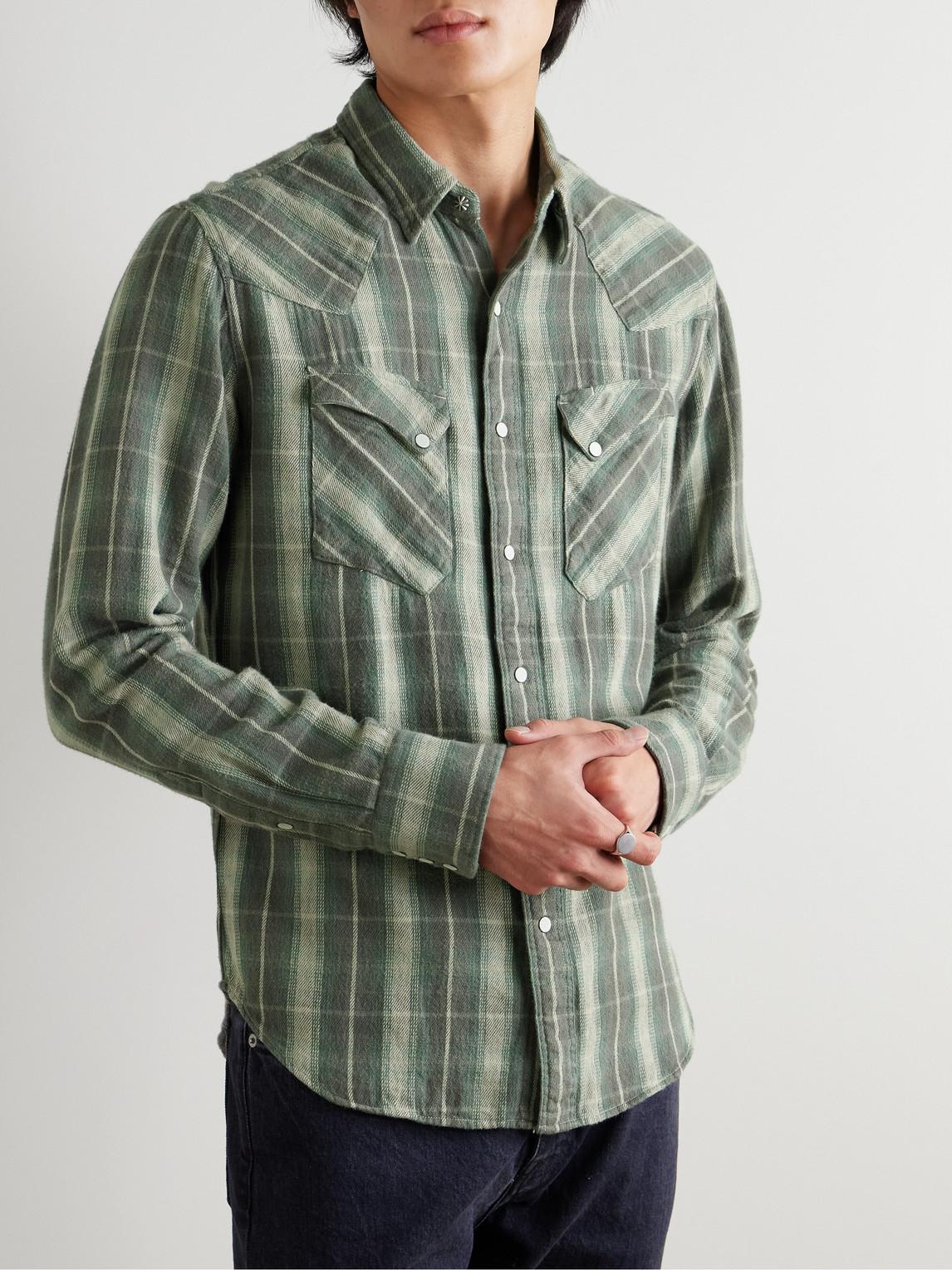 Rrl Western Plaid Shirt RRL Buffalo Western Shirt Plaid Twill Blue