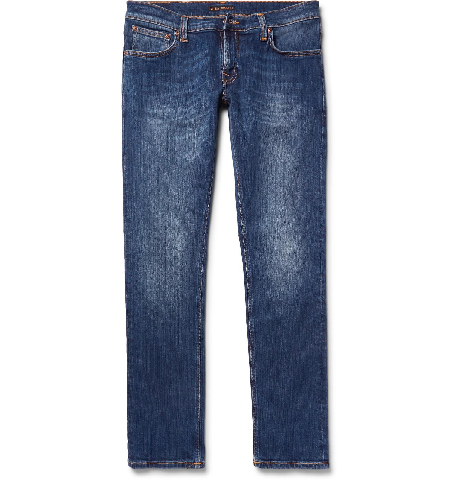 Nudie jeans Long John Skinny-fit Stretch-denim Jeans in Blue for Men | Lyst