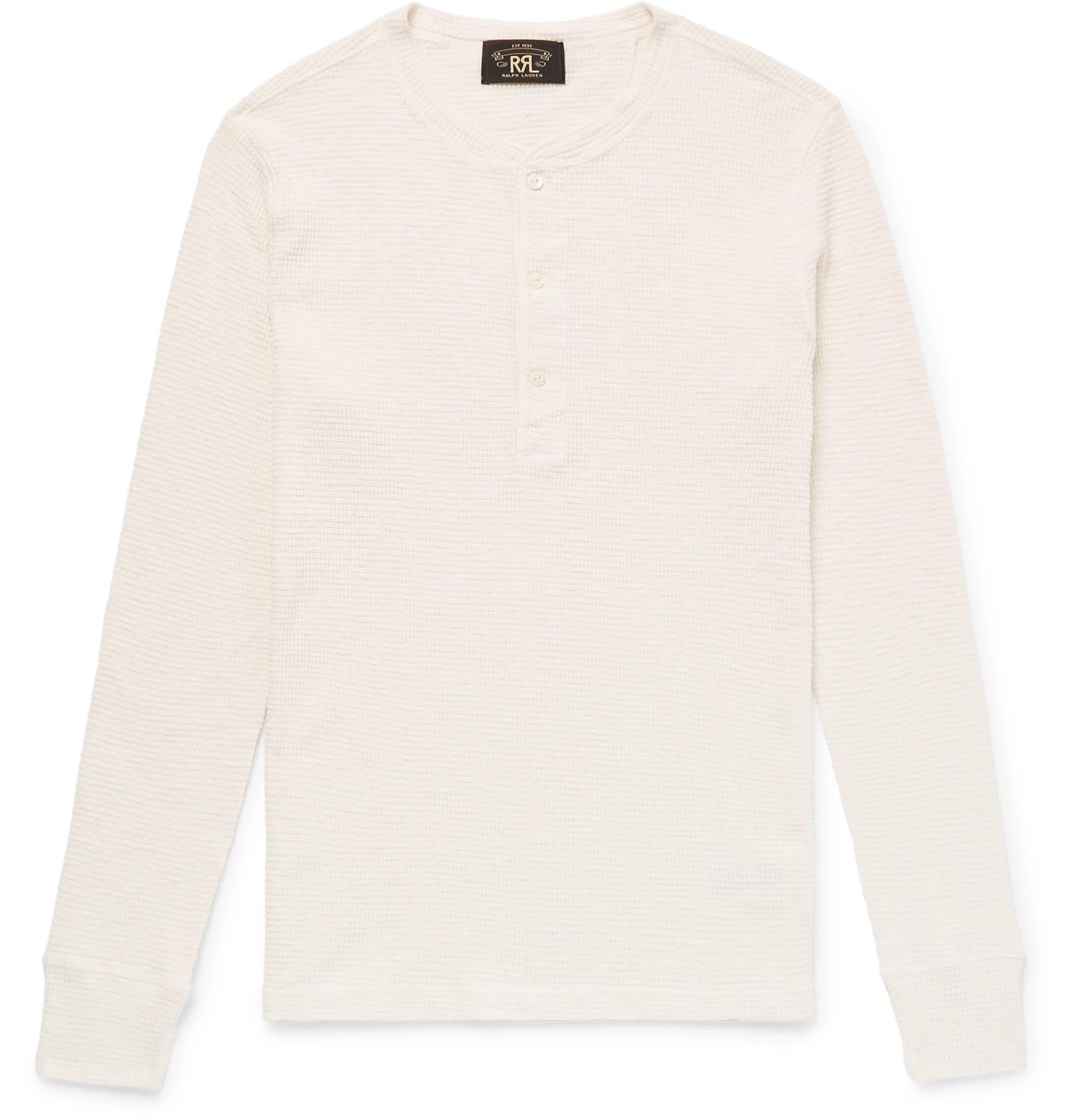 mens white waffle knit shirt