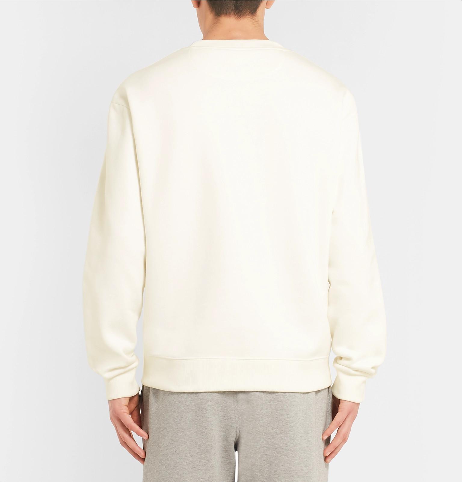 Burberry Embroidered Fleece-back Cotton-blend Jersey Sweatshirt in White for Men - Lyst