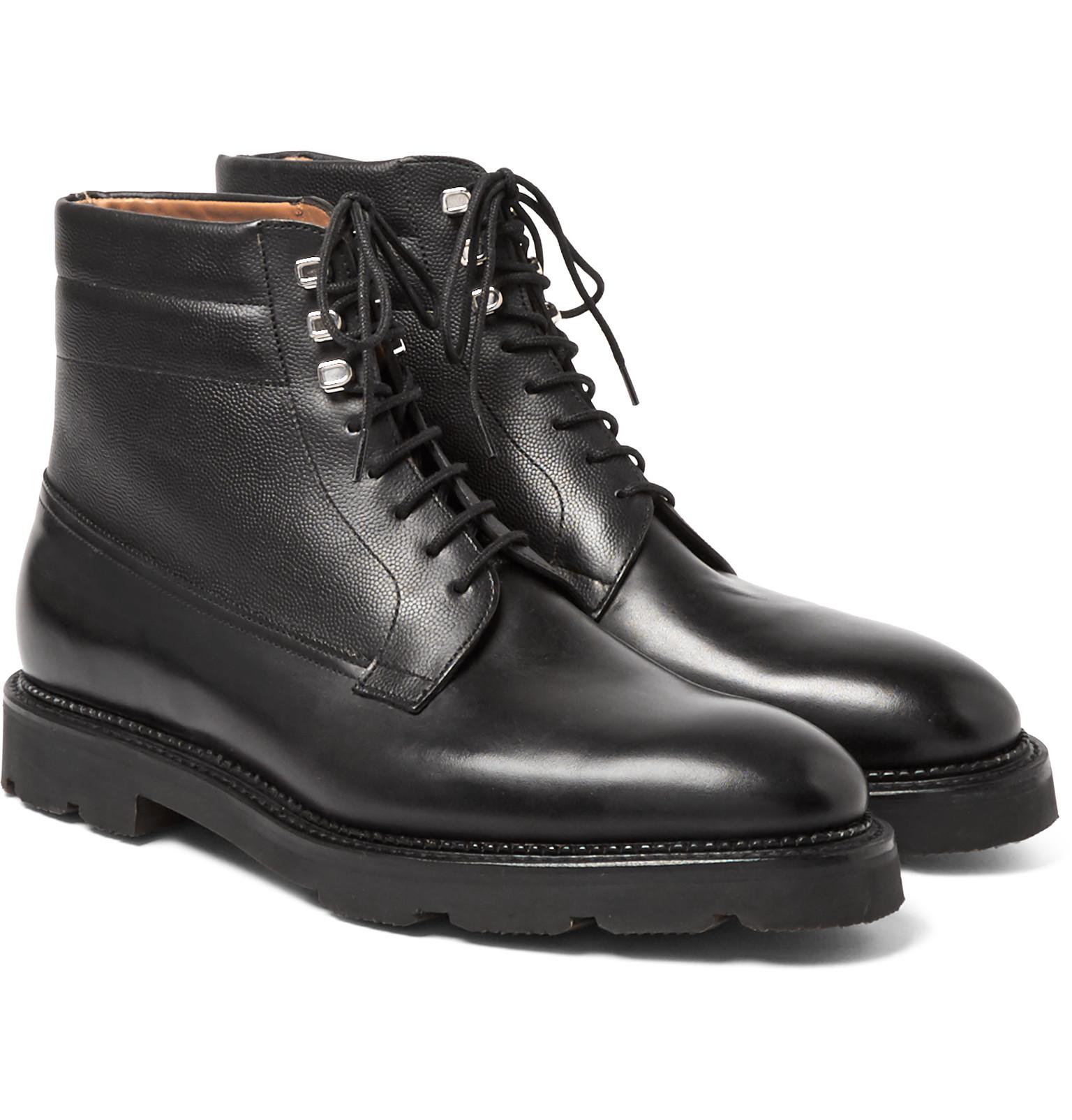 John Lobb Alder Leather Derby Boots in Black for Men Lyst
