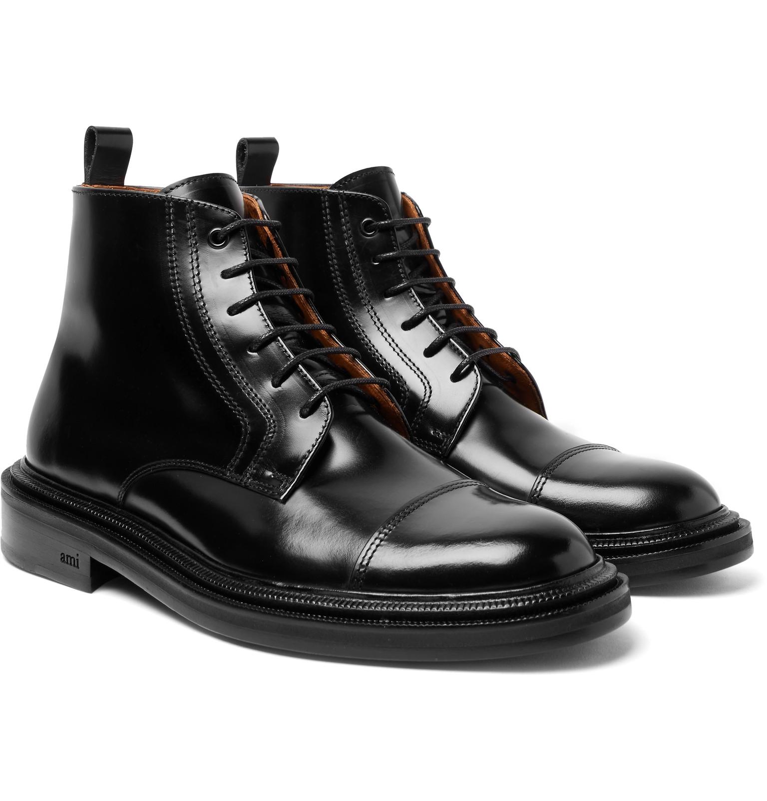 polished black boots