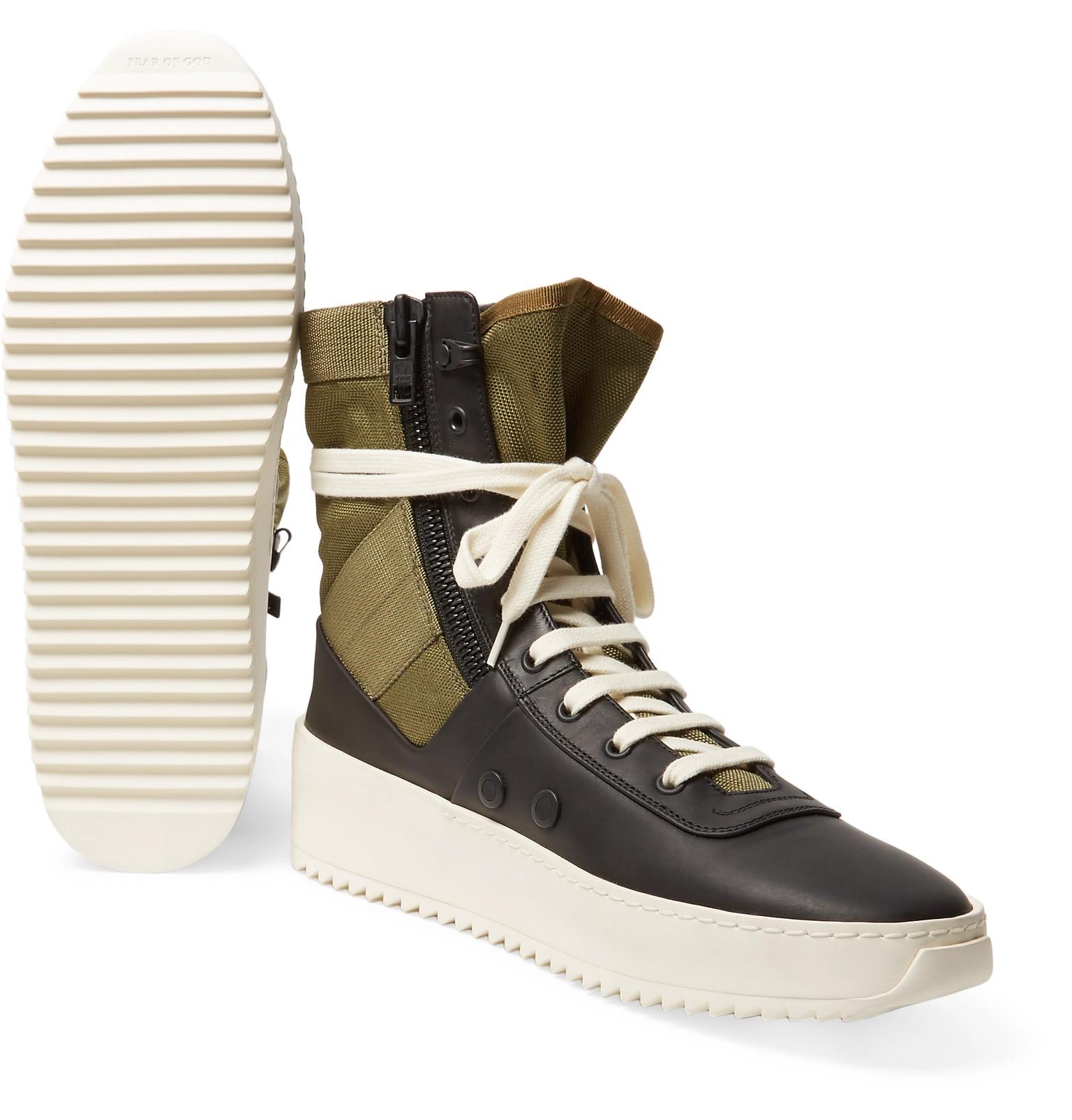 Download Fear Of God Jungle Leather And Canvas High-top Sneakers in ...