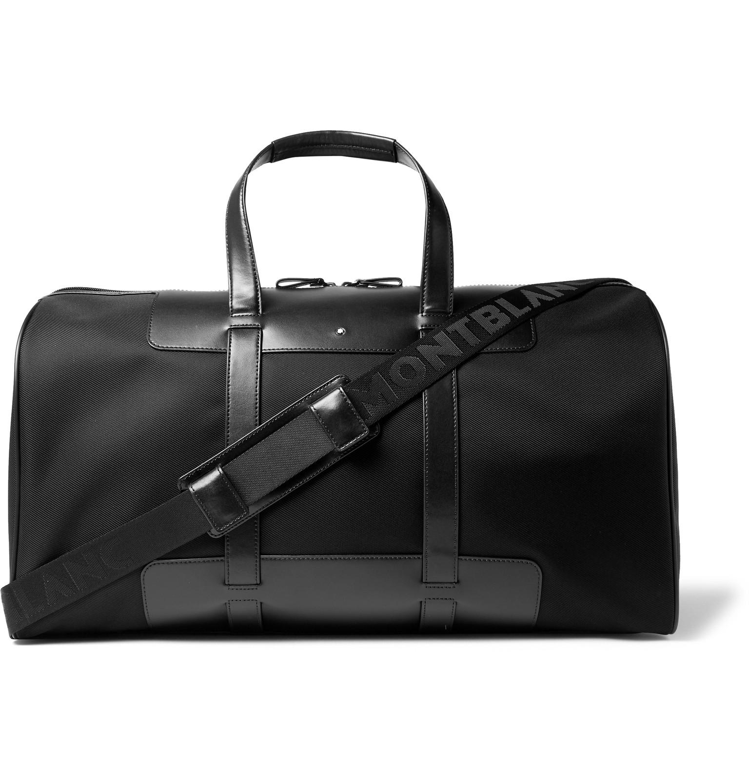Montblanc Panelled Leather And Canvas Duffle Bag in Black for Men - Lyst