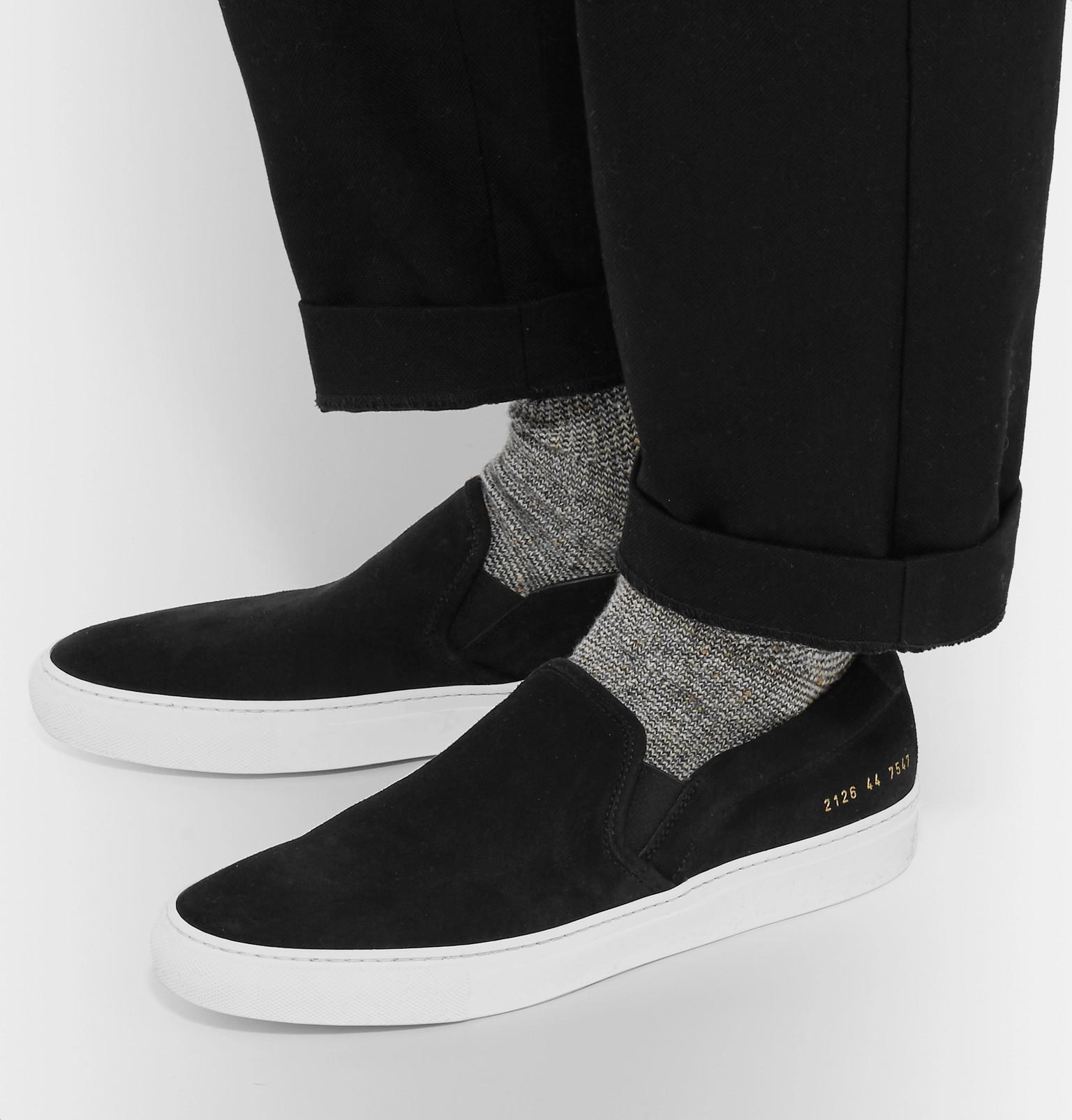 Common Projects Suede Slip-on Sneakers in Black for Men - Lyst
