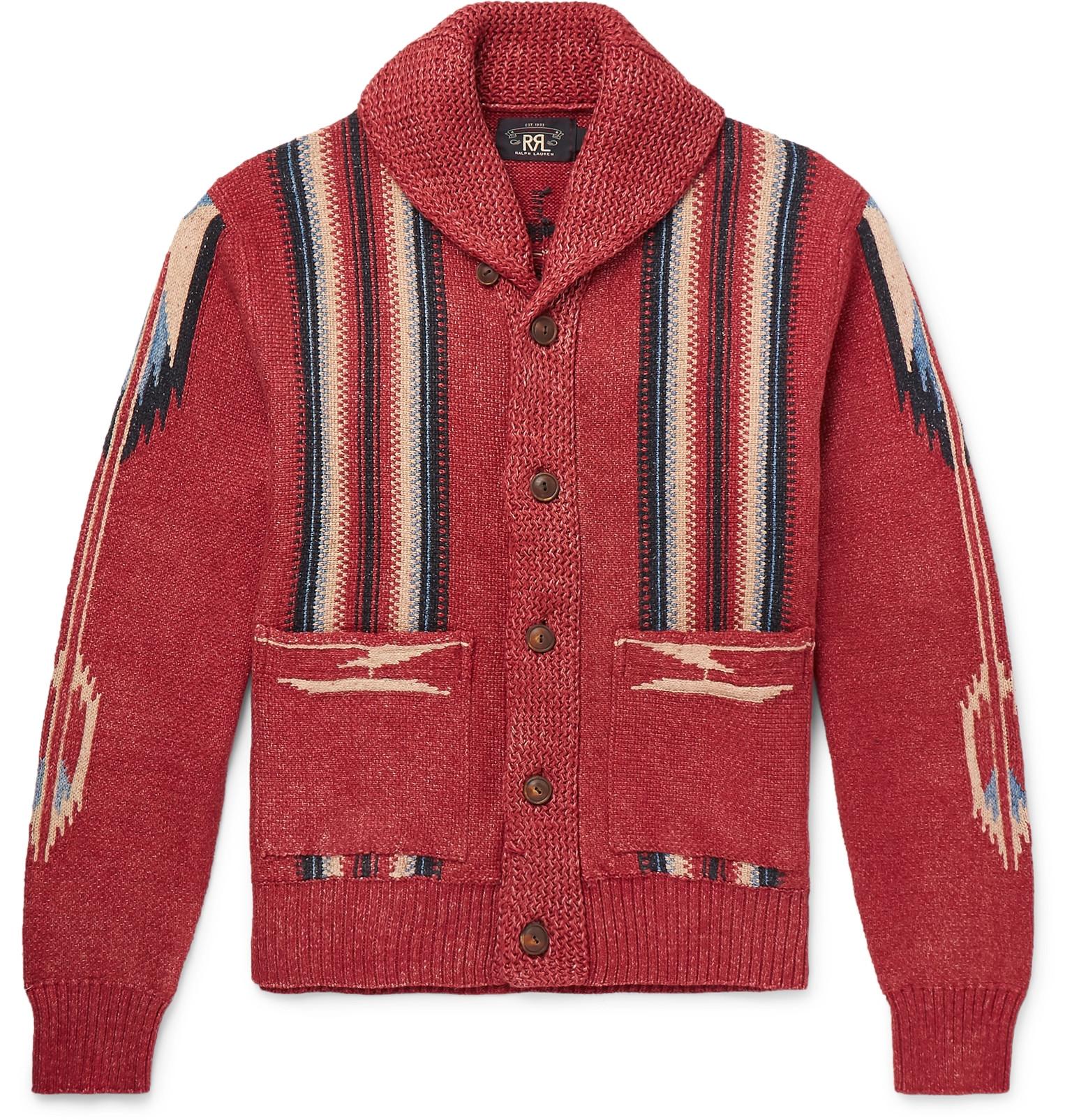 RRL Cotton Chimayo Shawl Collar Cardigan - Faded Red for Men - Lyst